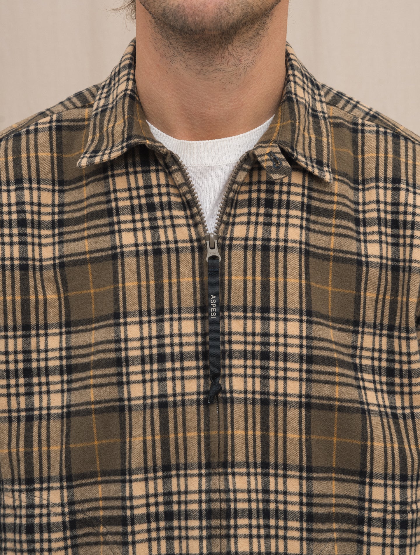 Lampo Checked Cotton Shirt Jacket Colonial Beige