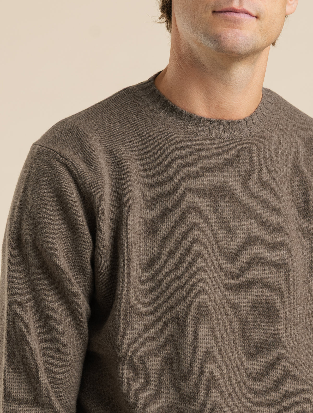 Heavy Knit Wool Cashmere Crewneck Cacao