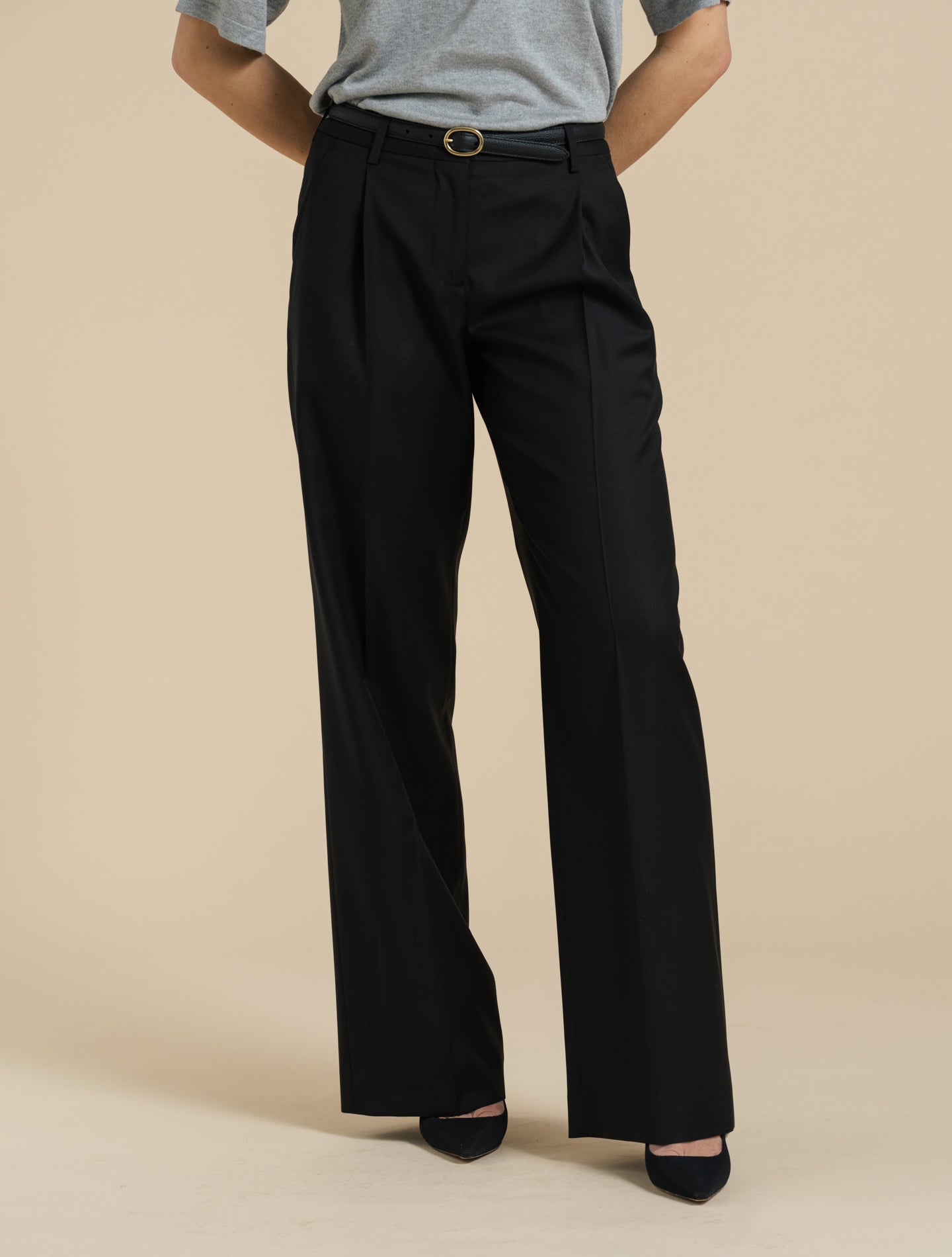 Feni Loro Piana Zelander Wool Trousers Black