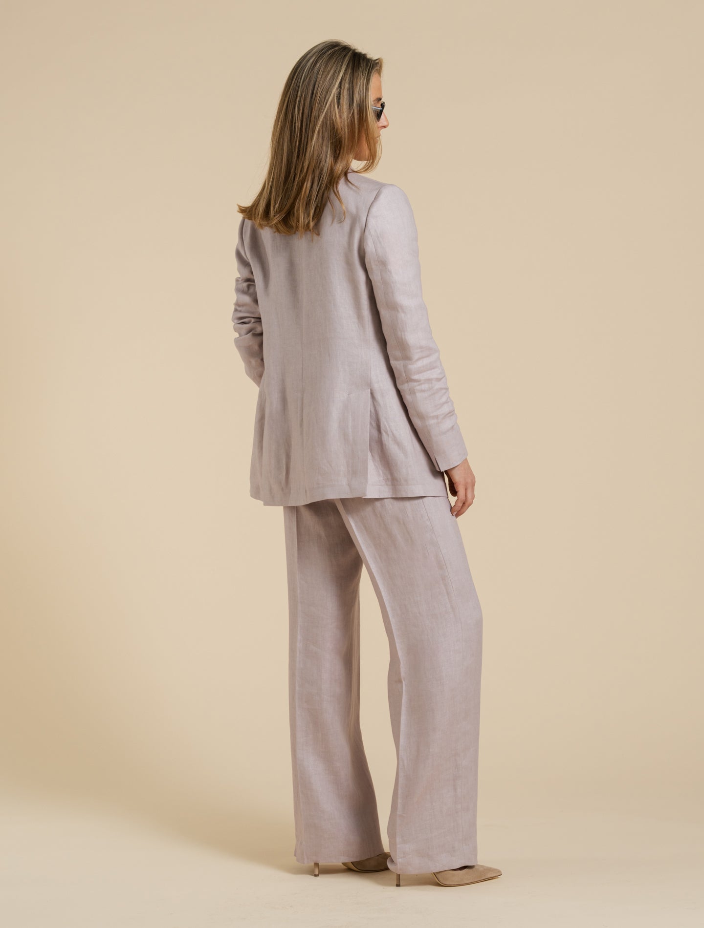 Double Breasted Linen Jacket Pink