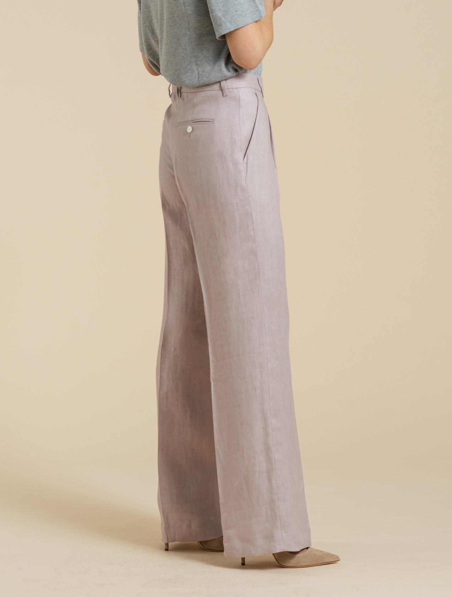 Pleated Straight Leg Trousers Pink
