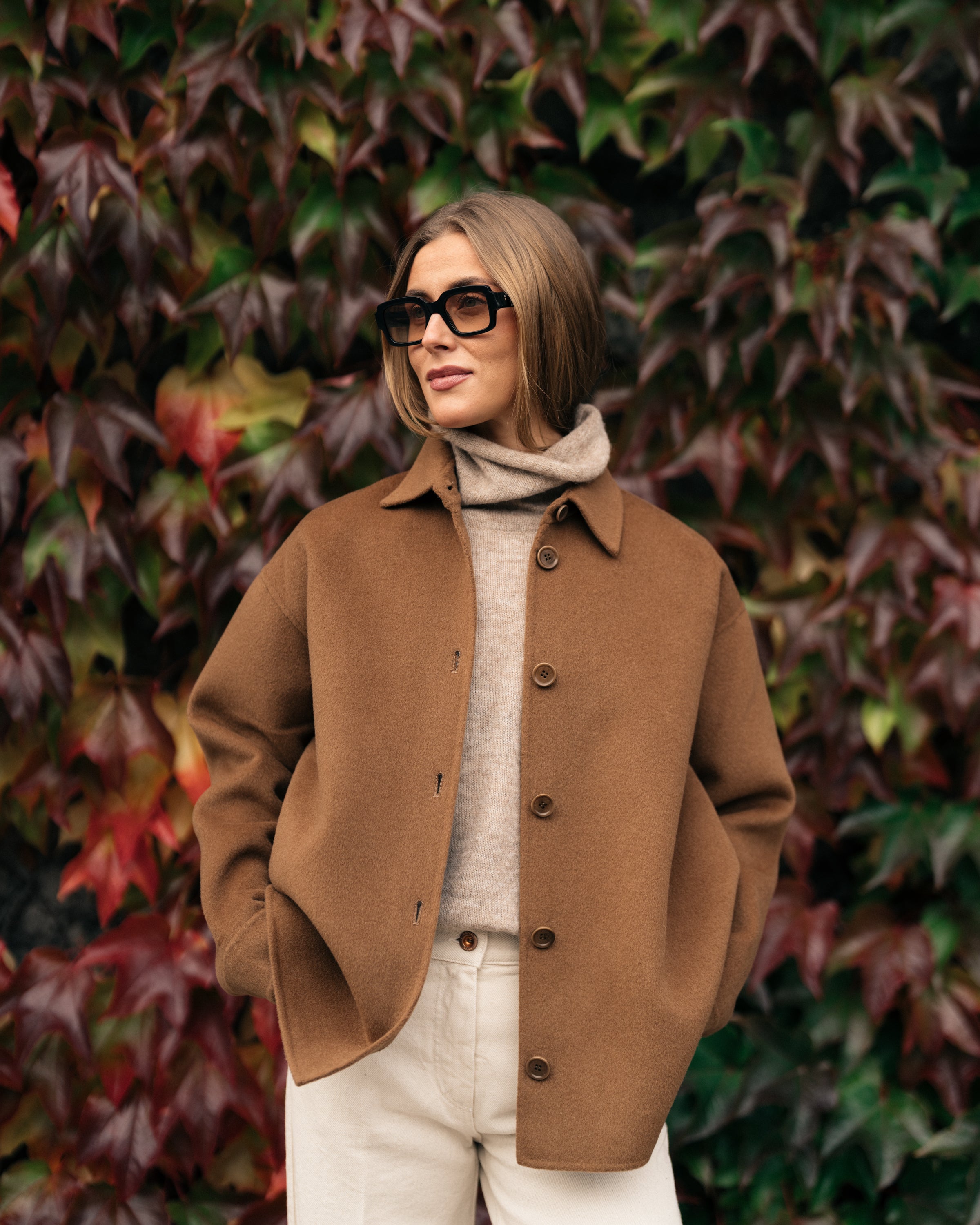 Double Wool Shirt Jacket Camel