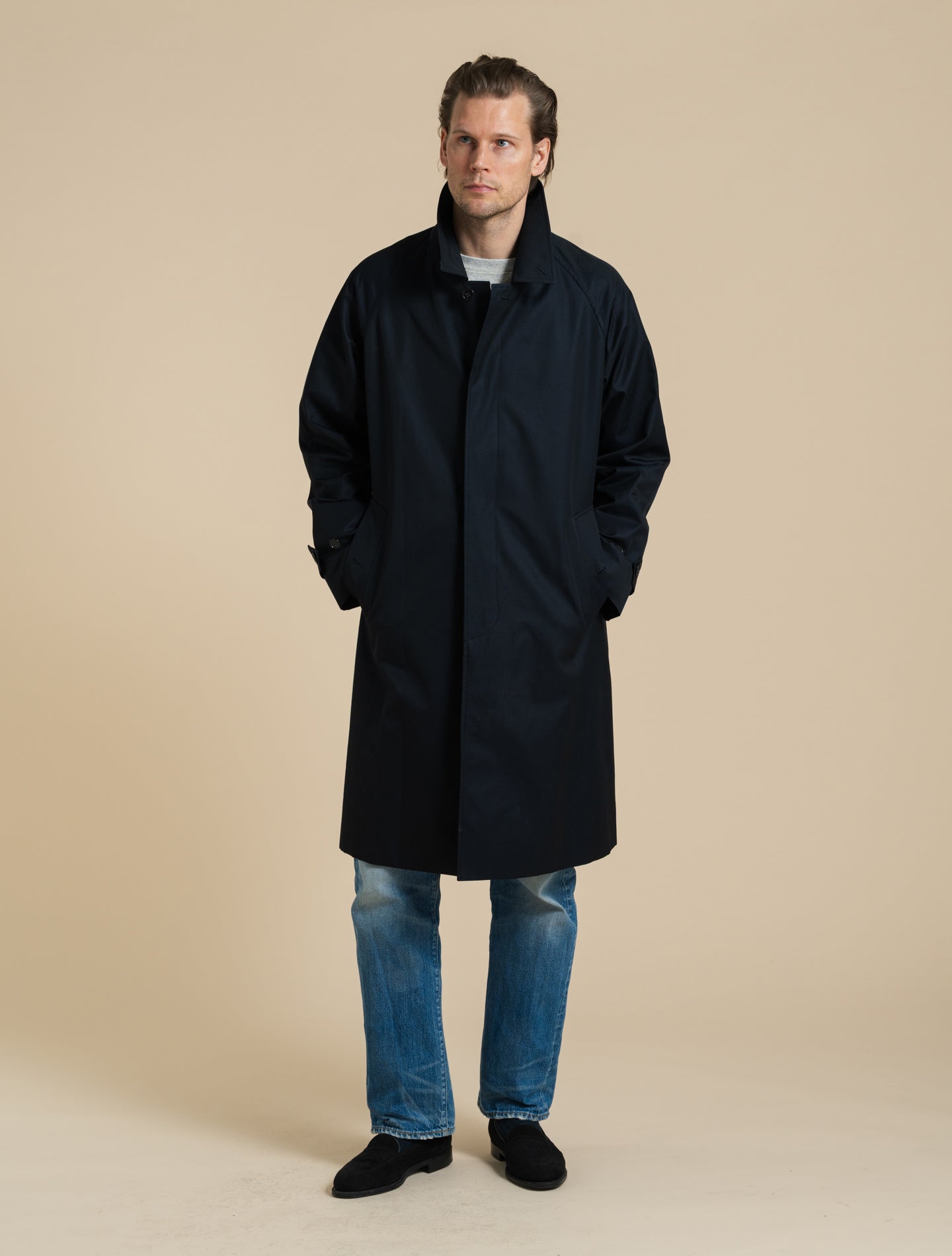 New Balfield Cotton Raglan Coat Navy