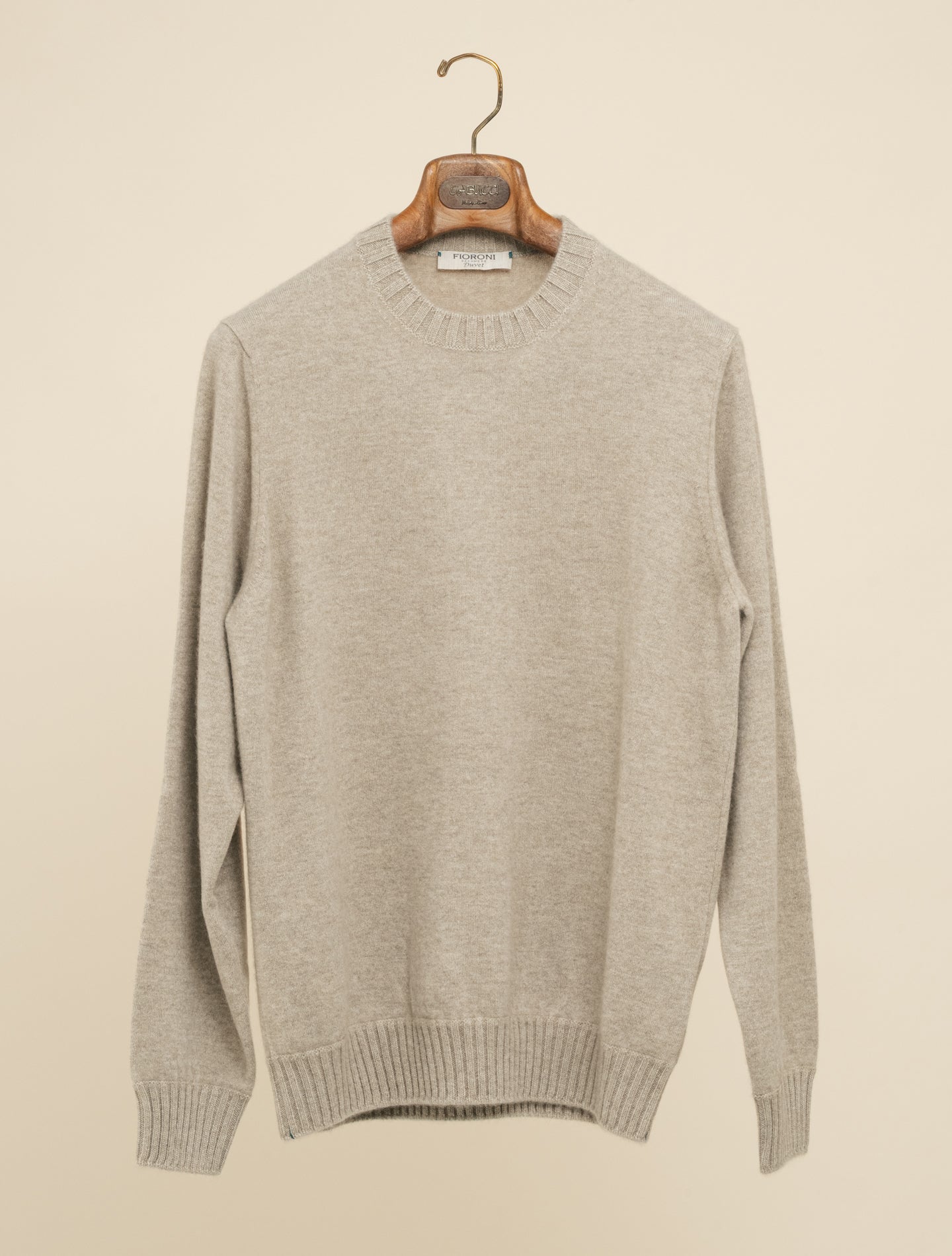 Kaschmir Strickpullover Rundhals Beige