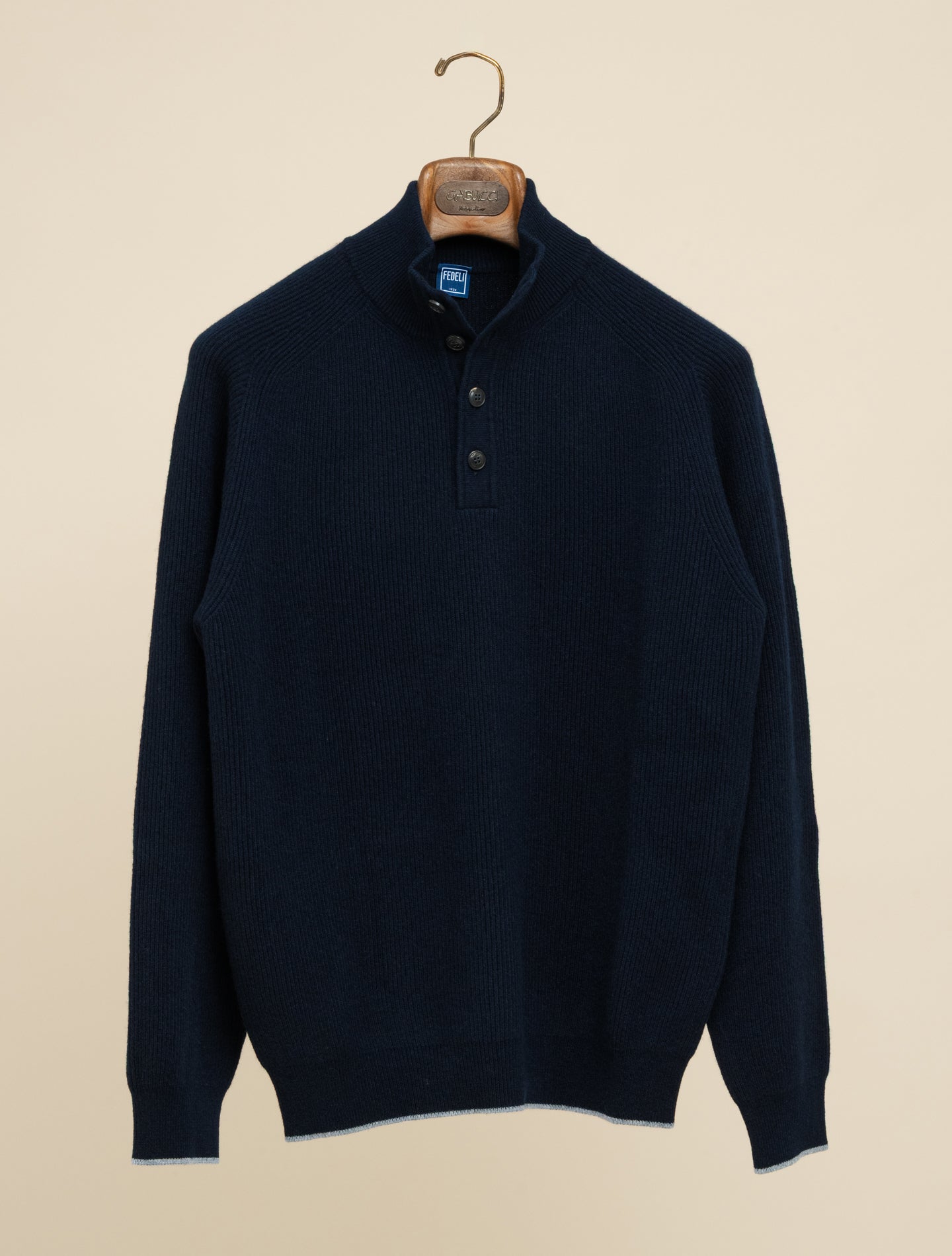 Kyoto 1/4 Button Kaschmirpullover Marineblau