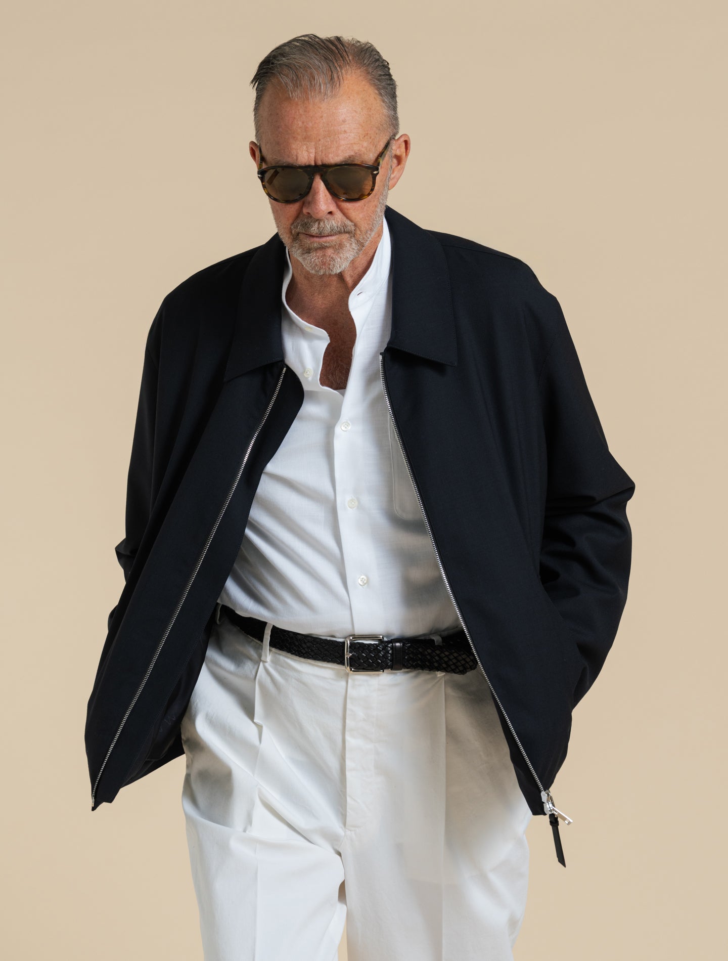 Birgham Fresco Wool Short Jacket Navy