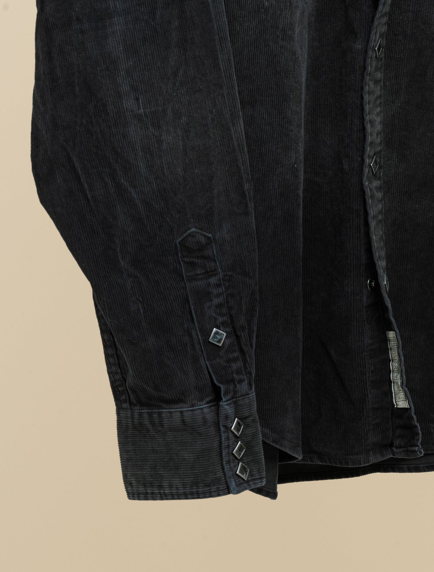 Slim Fit Corduroy Western Shirt Black