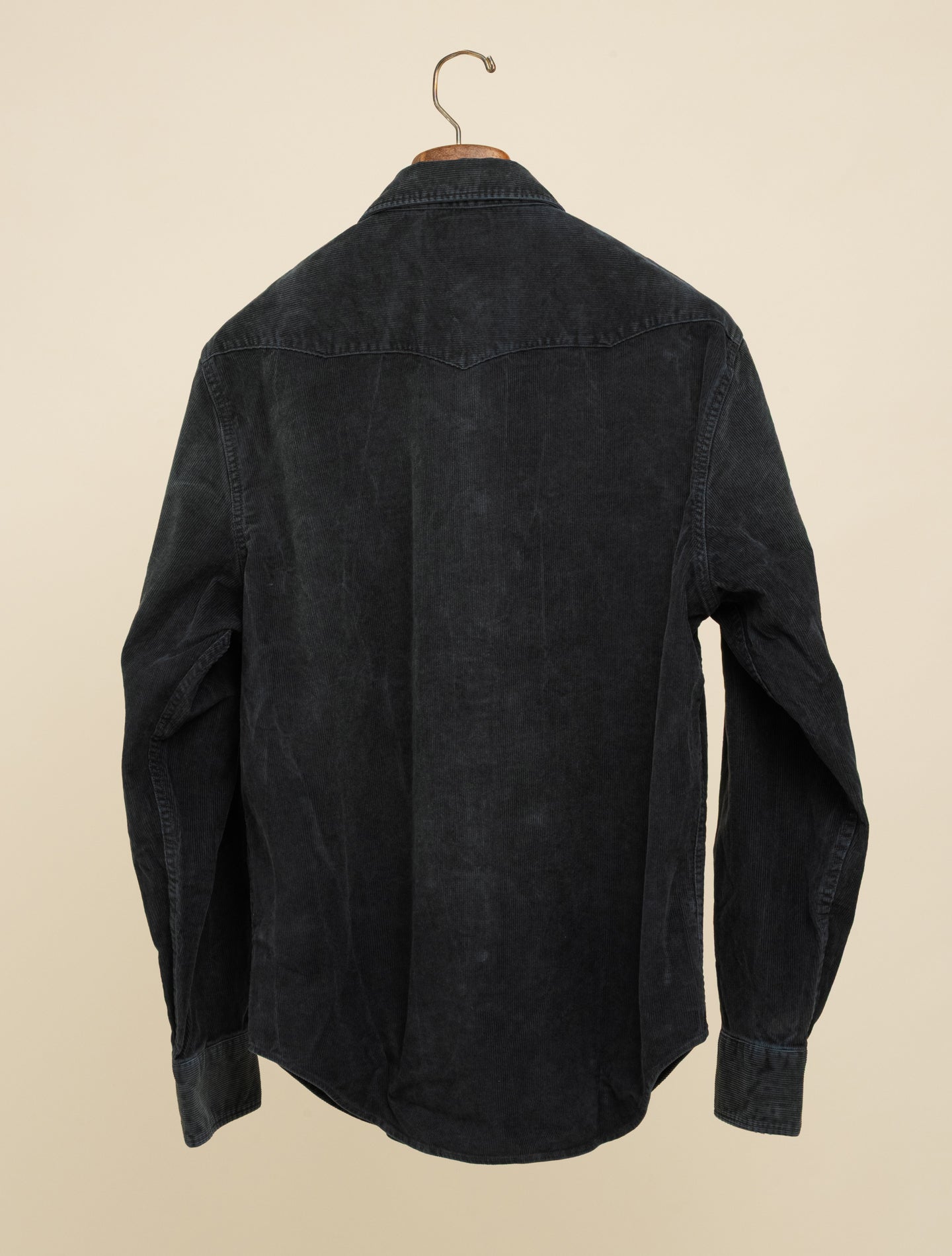 Slim Fit Corduroy Western Shirt Black