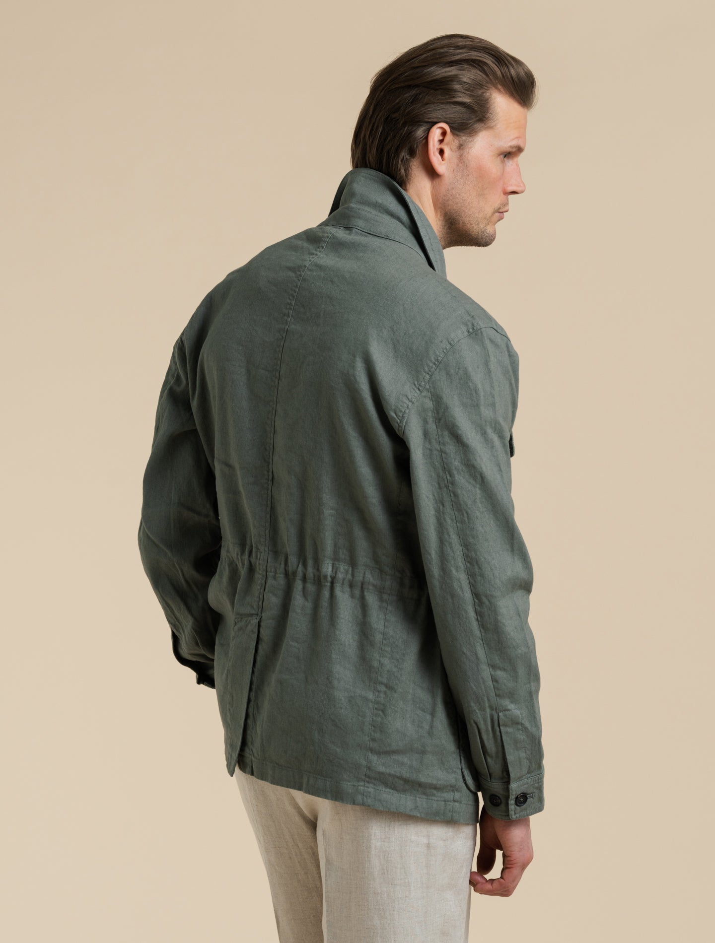 Cotton linen Safari Jacket Military