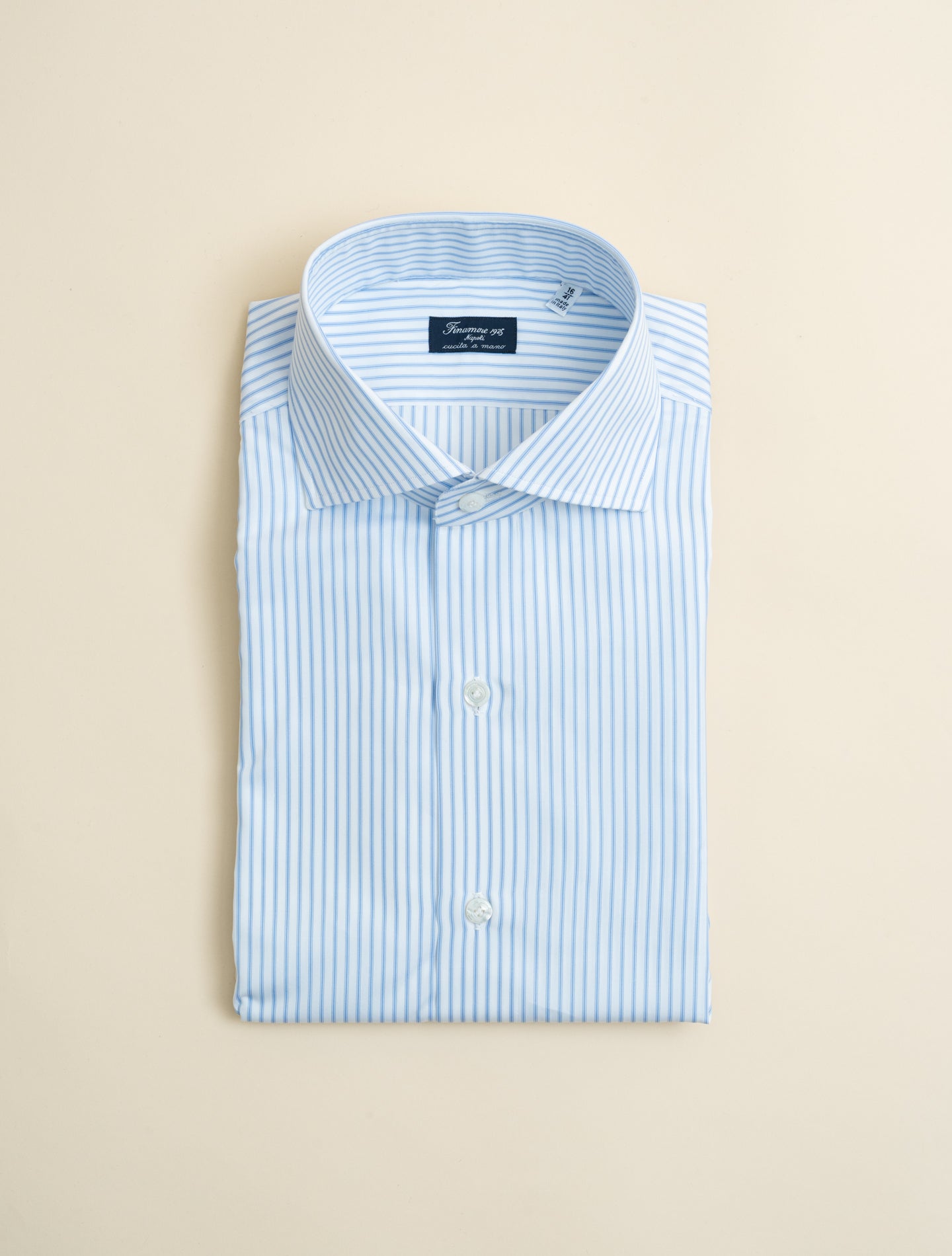 Eduardo Double Striped Cotton Shirt Light Blue