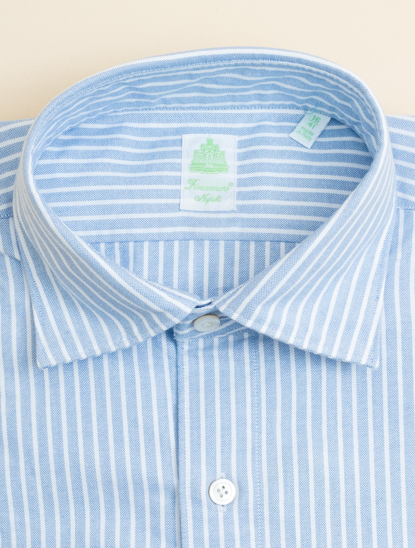 Gaeta Luigi Soft Oxford Reversed Striped Shirt Blue