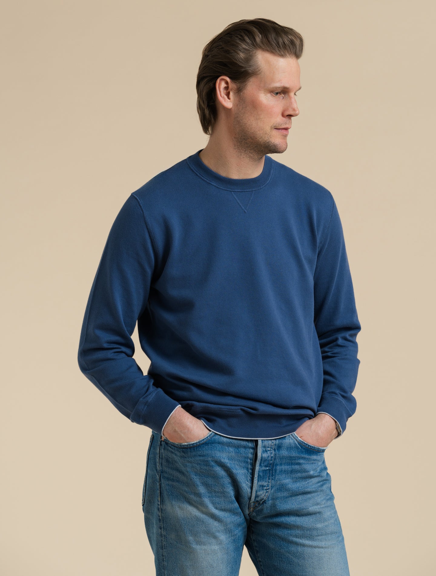 Egyptian Cotton Crewneck Sweater Blue