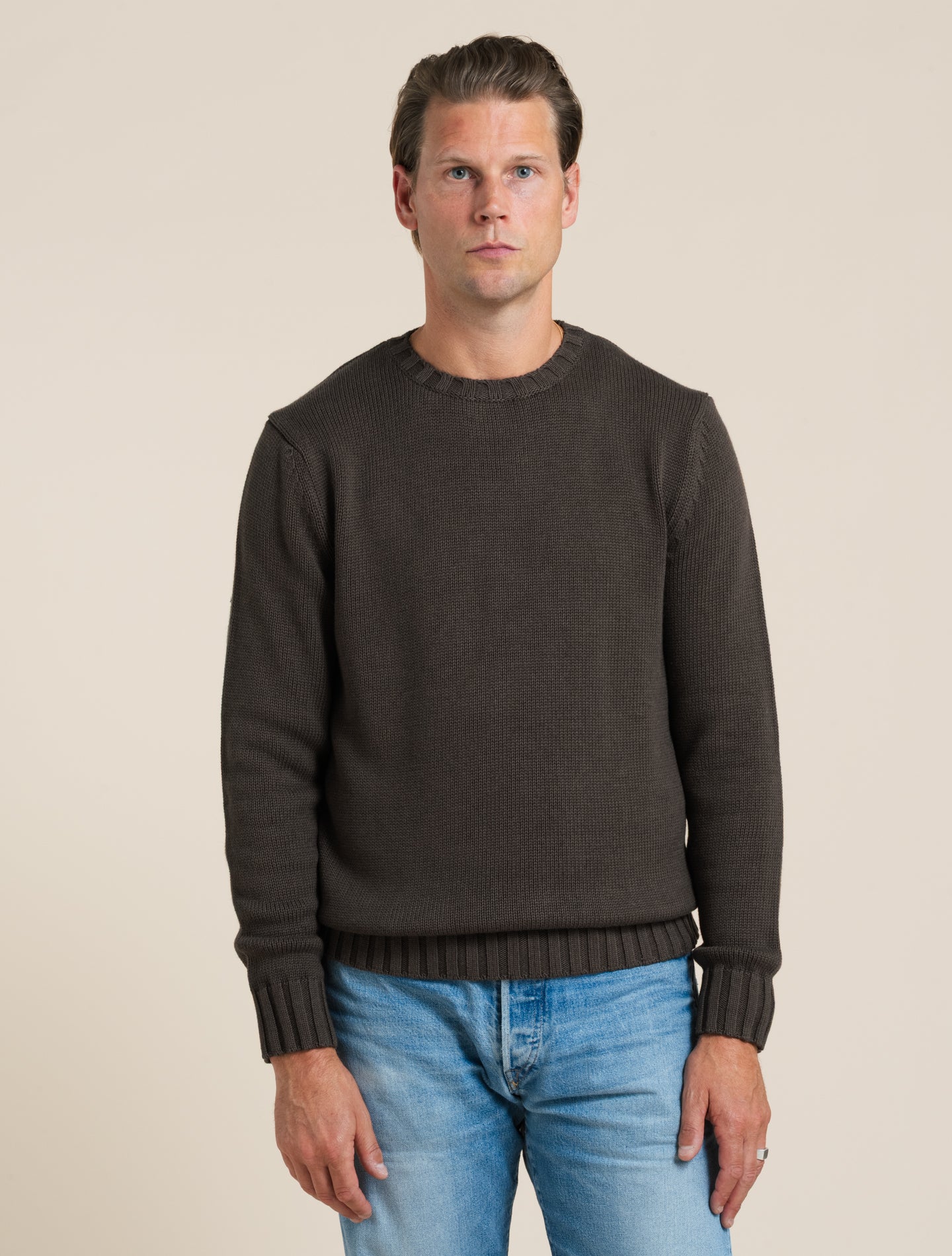 Heavy Cotton Cashmere Crewneck Dark Brown