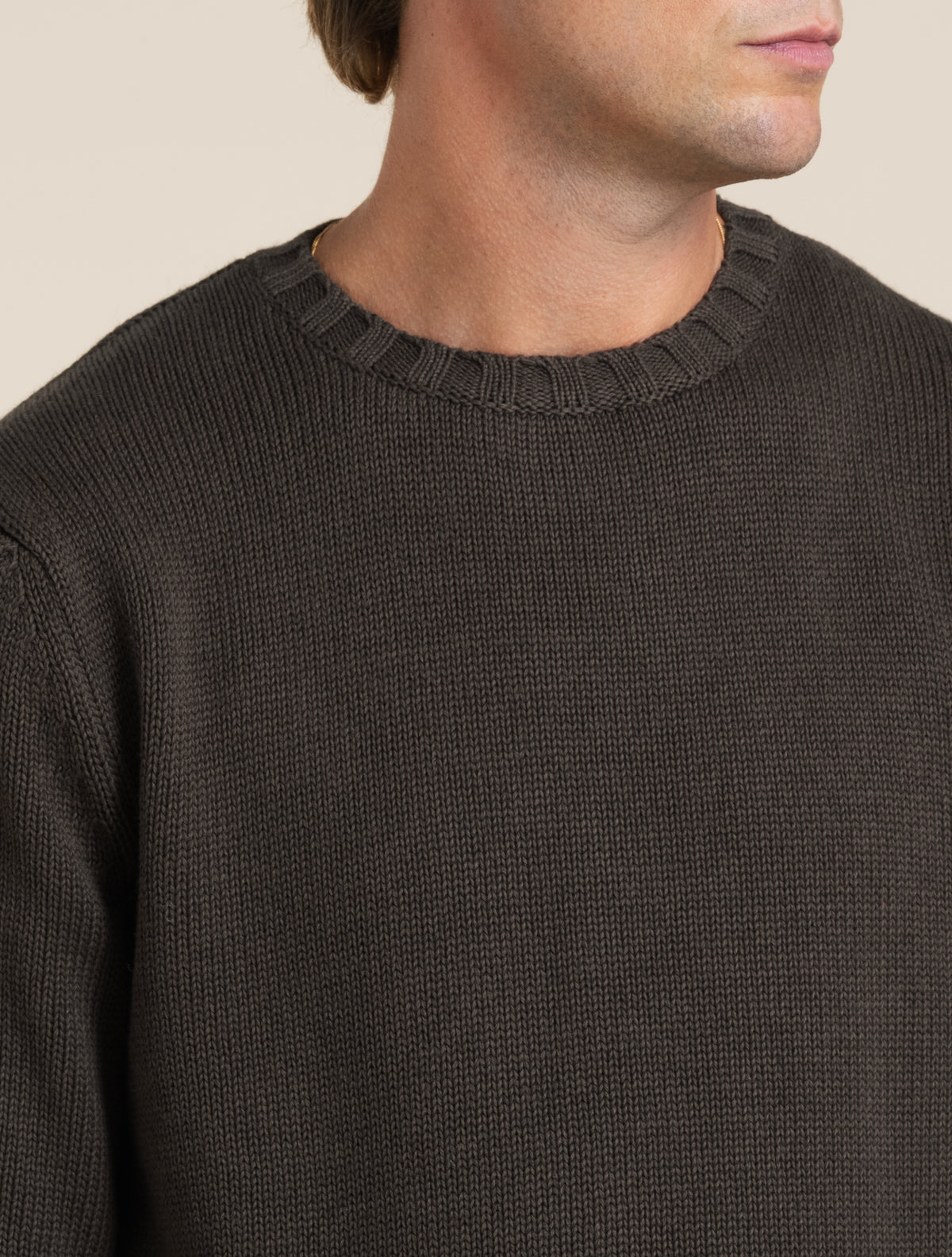Heavy Cotton Cashmere Crewneck Dark Brown