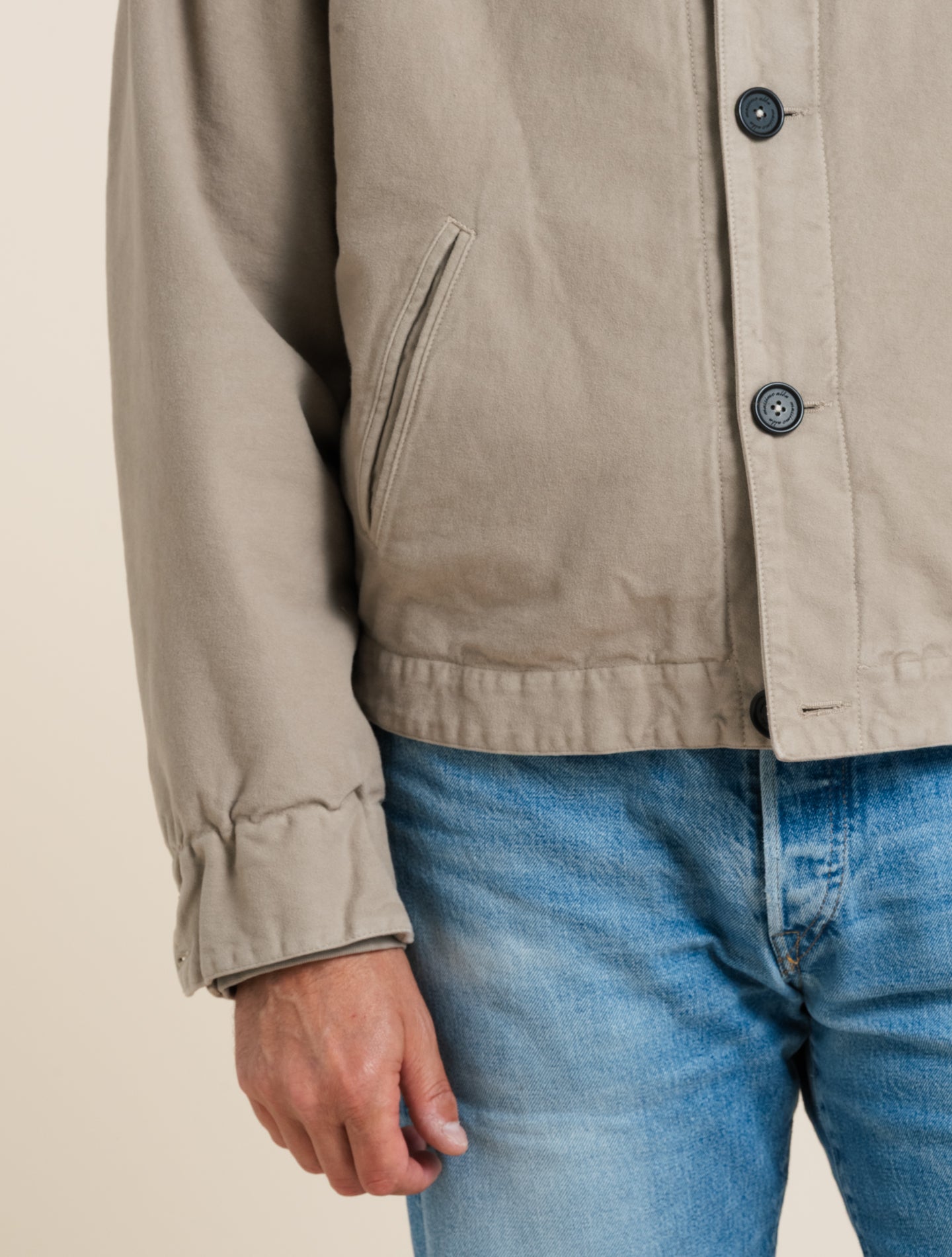 Cadillac Jacke aus gepolstertem Moleskin, Beige