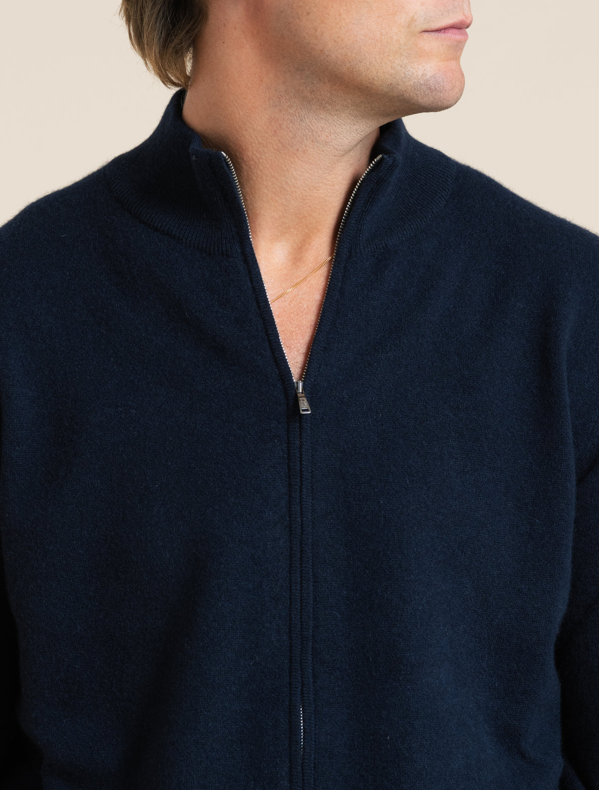 Cashmere Full Zip Bomber Navy