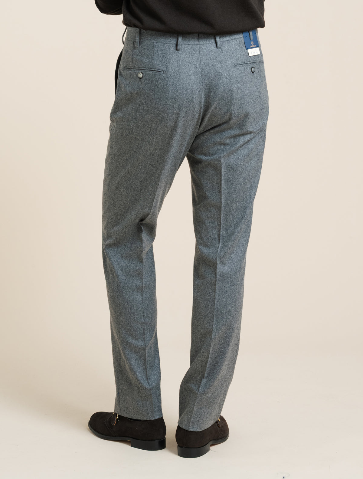 Flat Front 130 Flannel Wool Trousers Grey