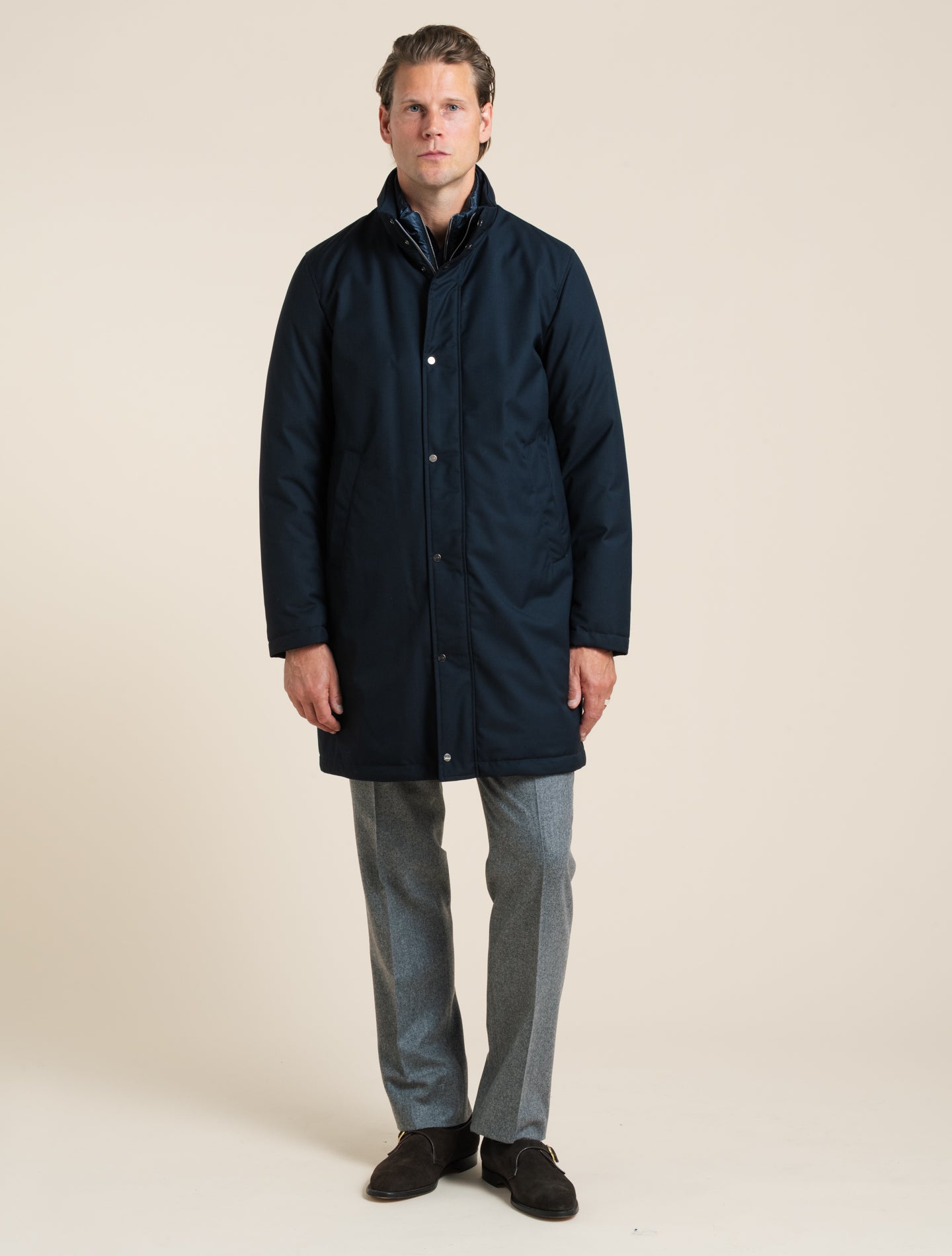 Ulta Light Gefütterter Kurzmantel Navy