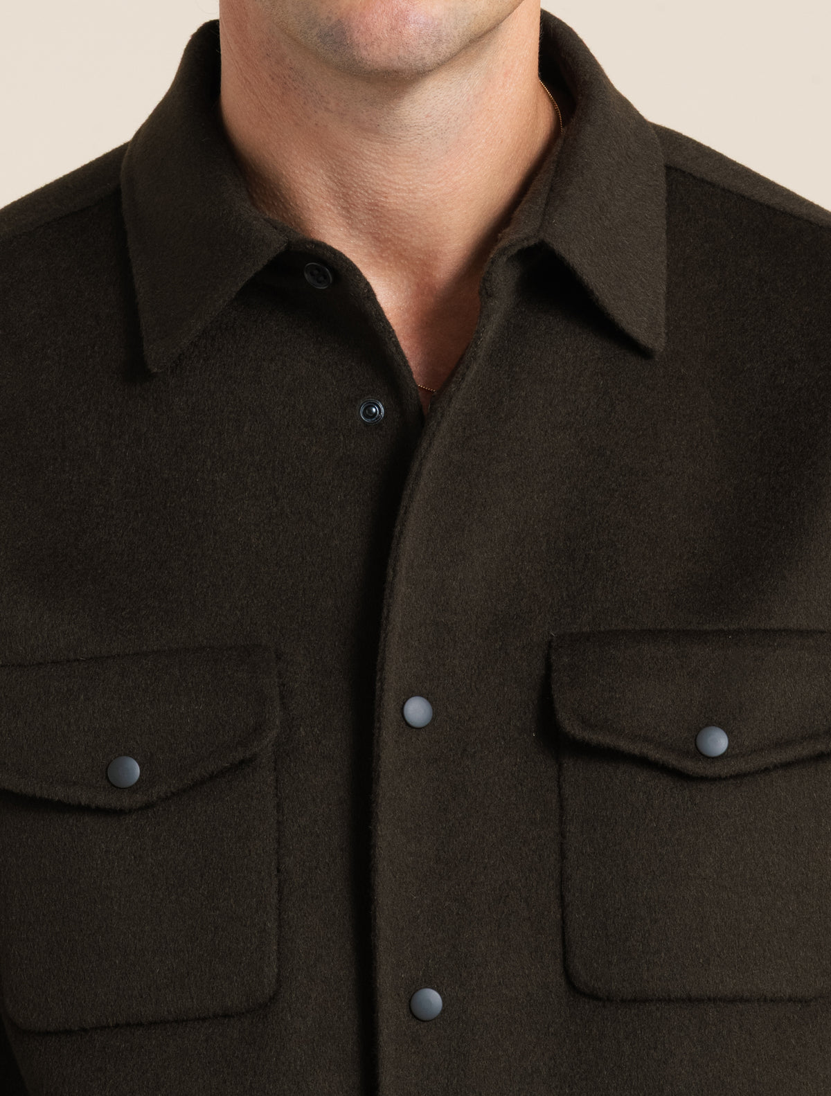 Overshirt aus Doppelwolle in Braun