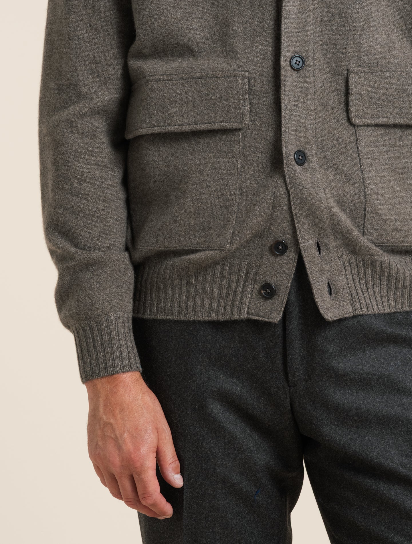 Cashmere Knitted Bomber Brown