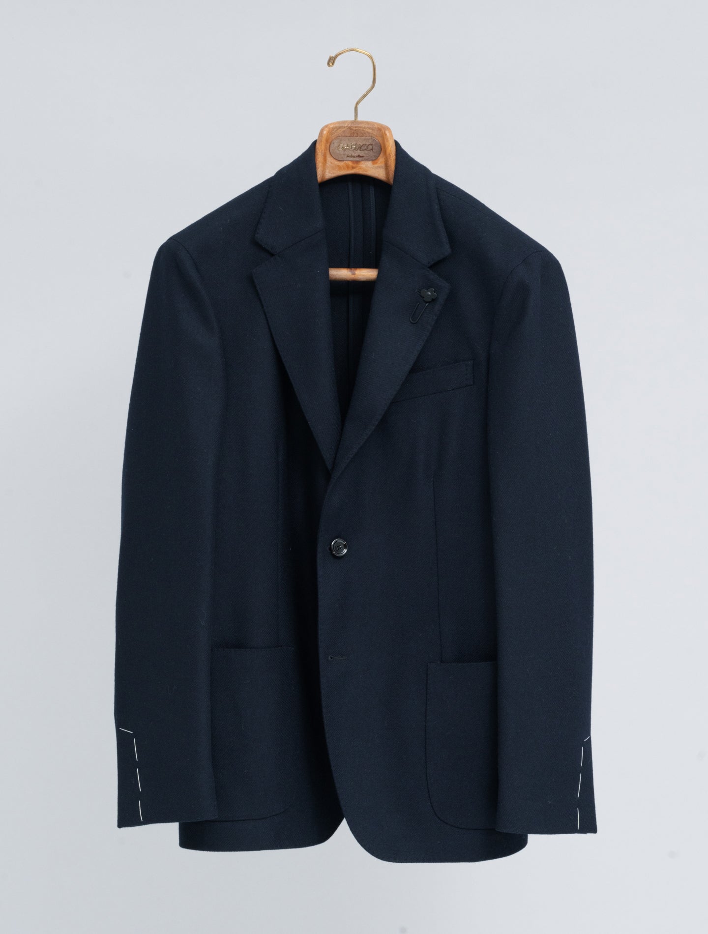 Single Breasted Wool Cashmere Twill Jacket Navy