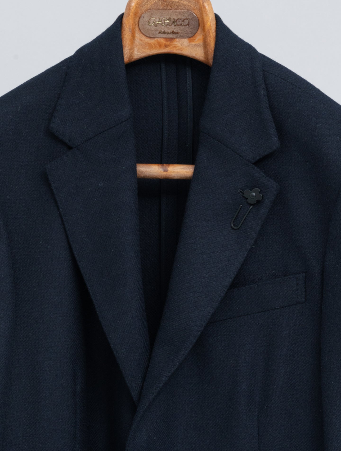 Single Breasted Wool Cashmere Twill Jacket Navy