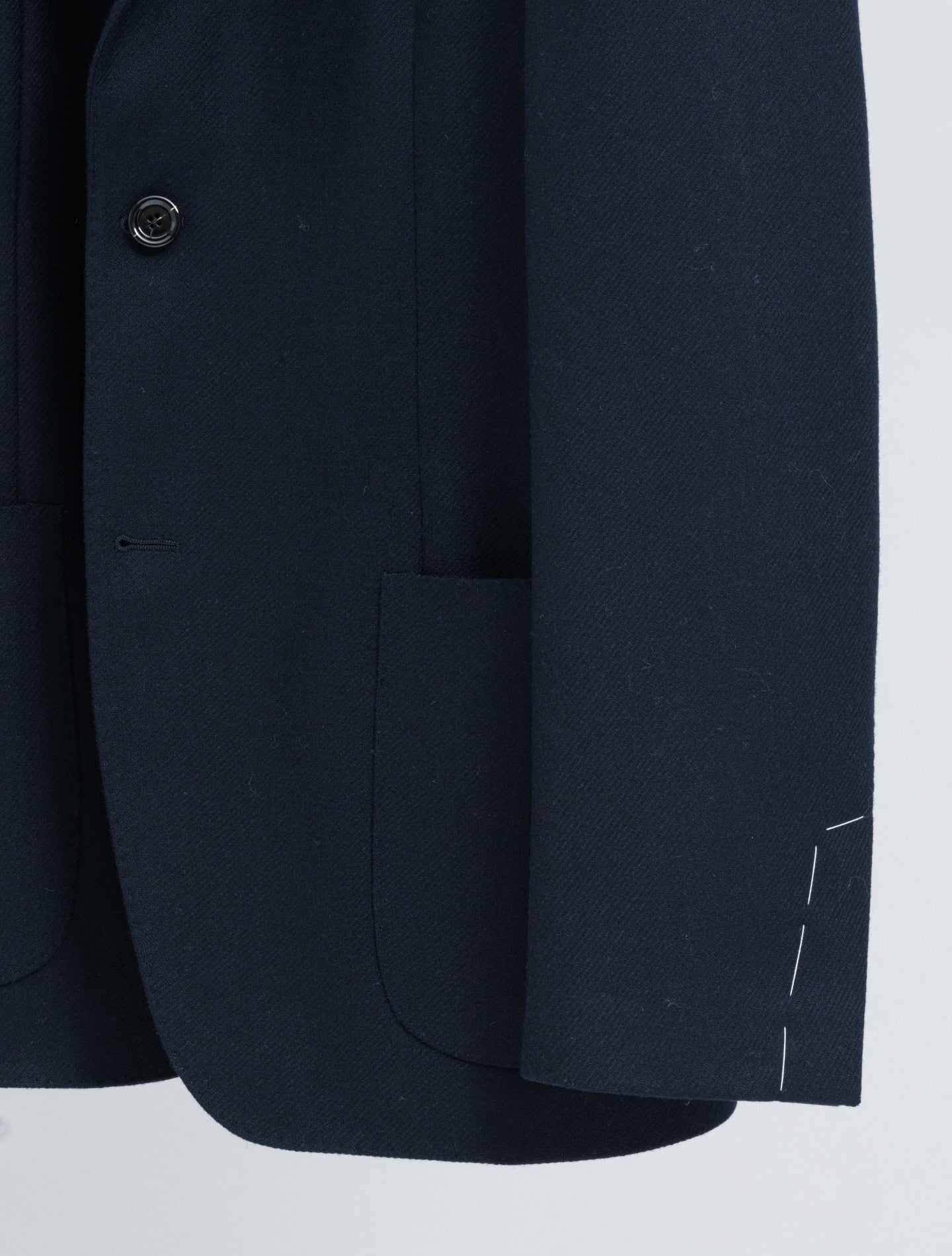 Single Breasted Wool Cashmere Twill Jacket Navy