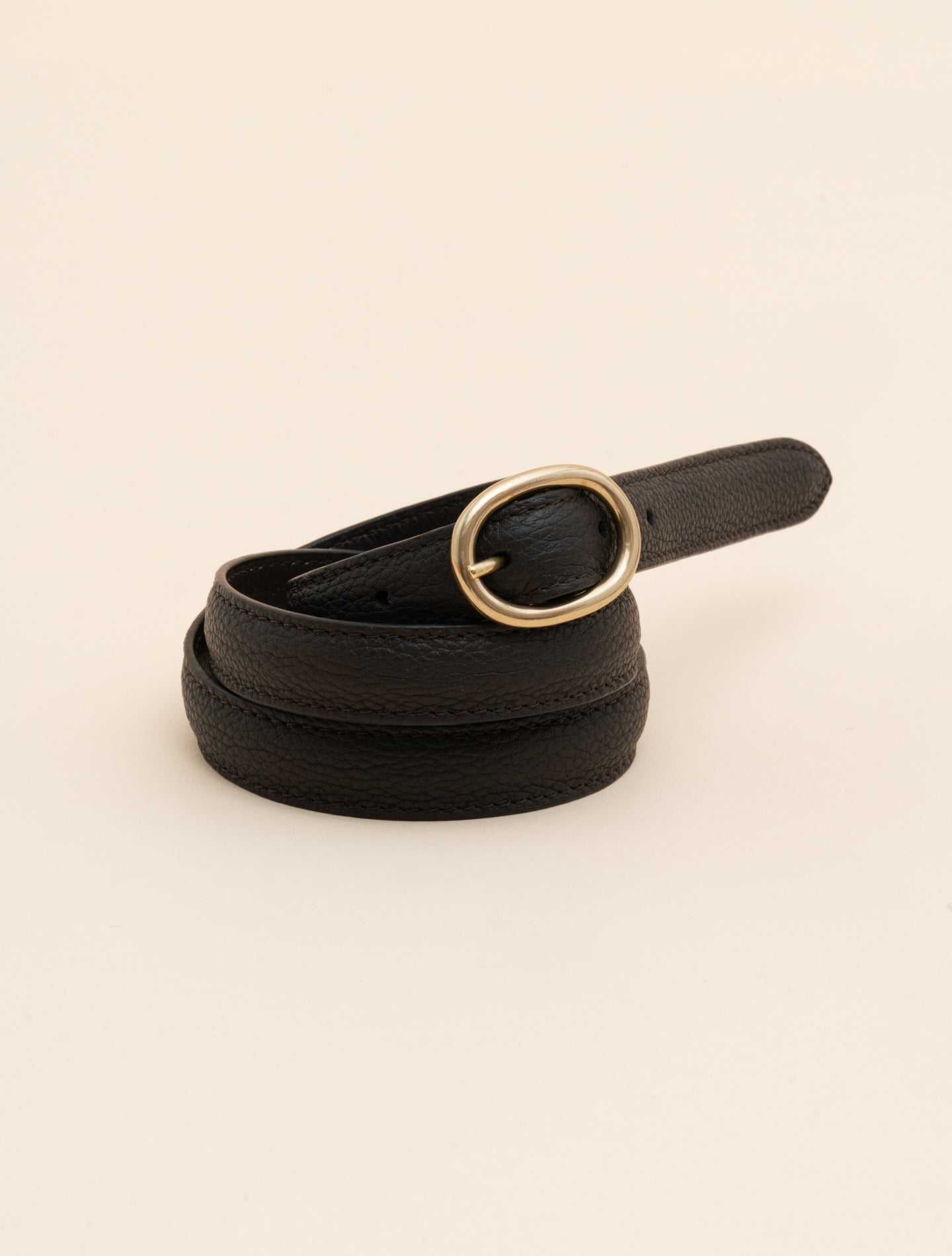 Epsom Grain Leather Belt Brown