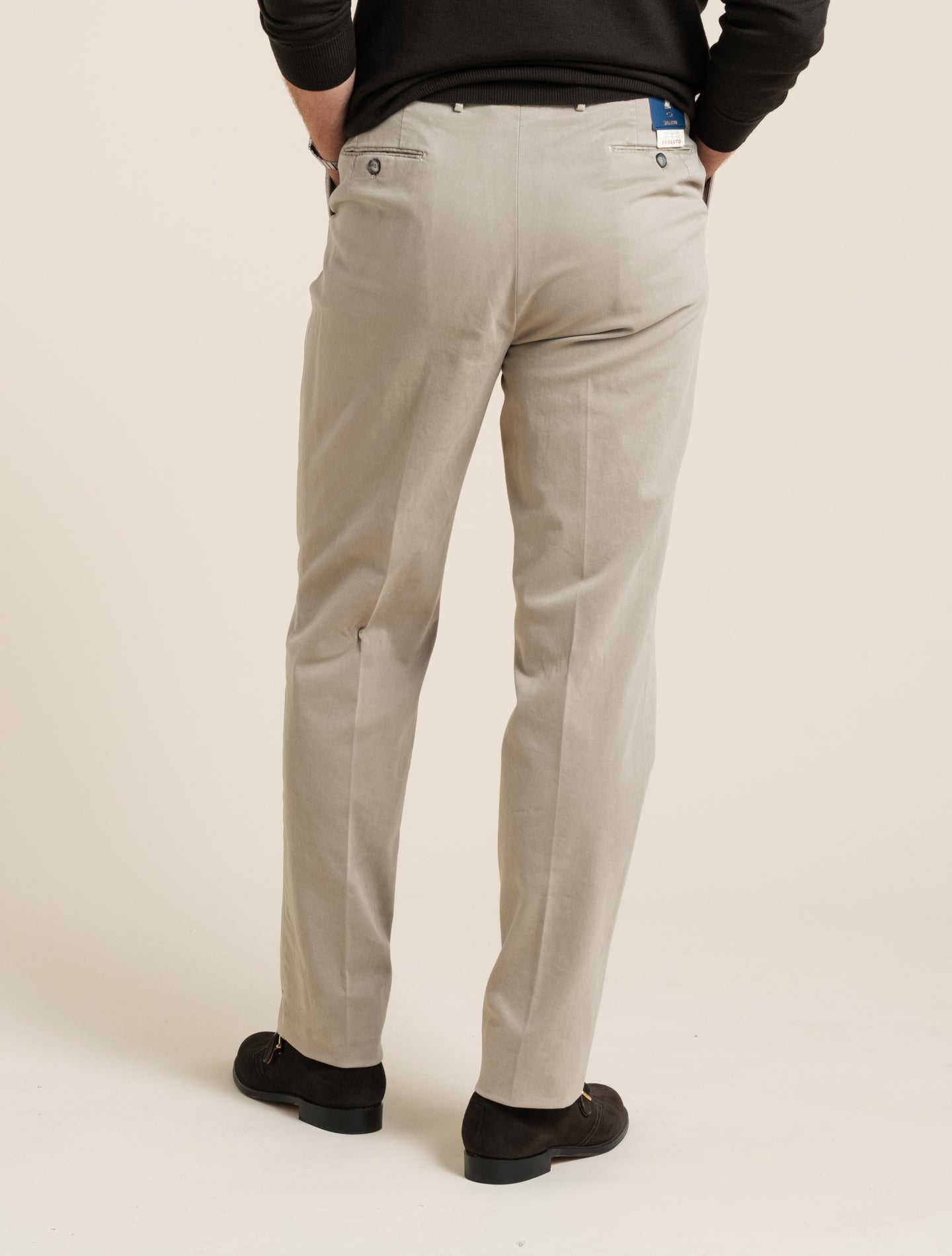 Veckade bomullsbyxor, beige