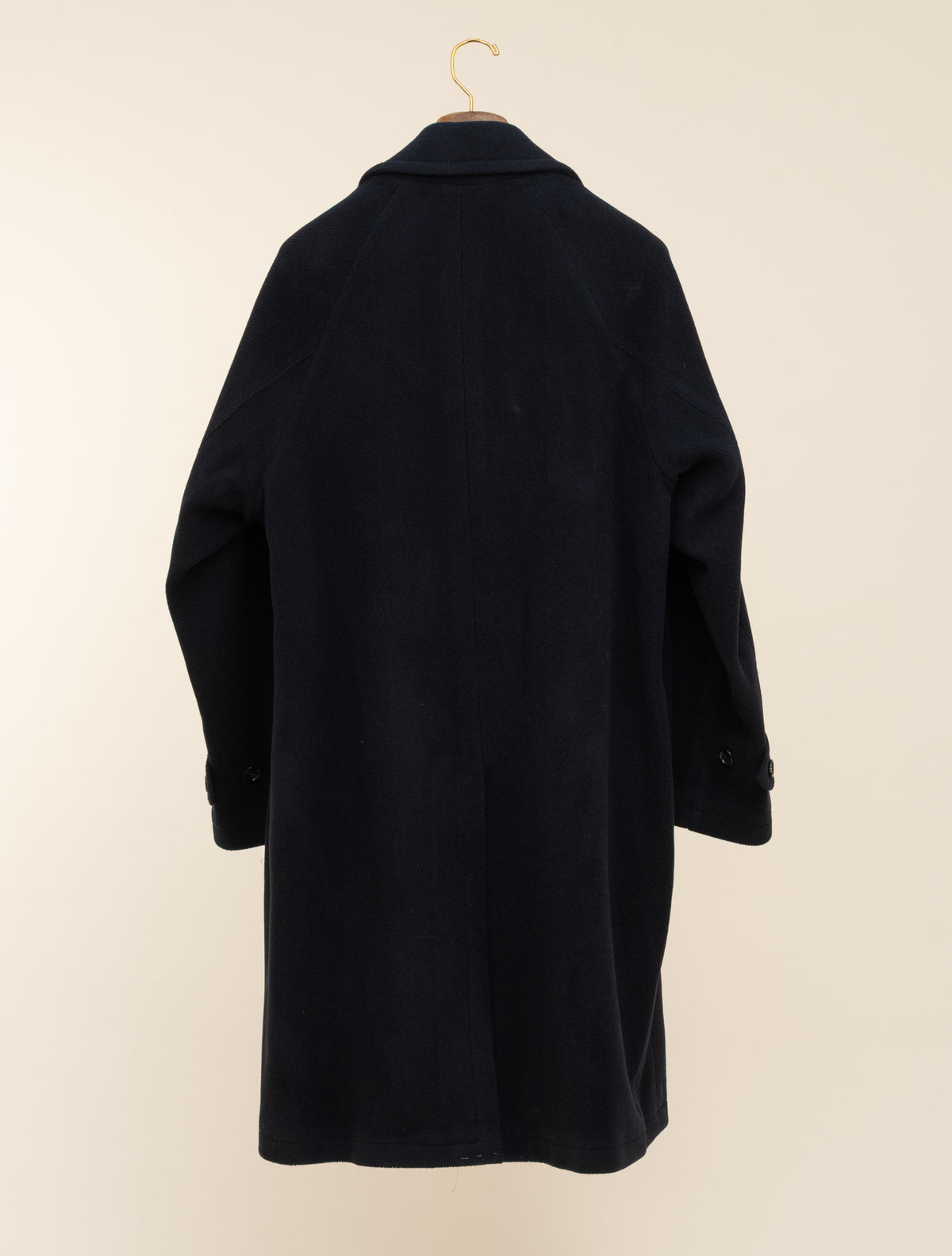 Double Breasted Herringbone Wool Coat Navy