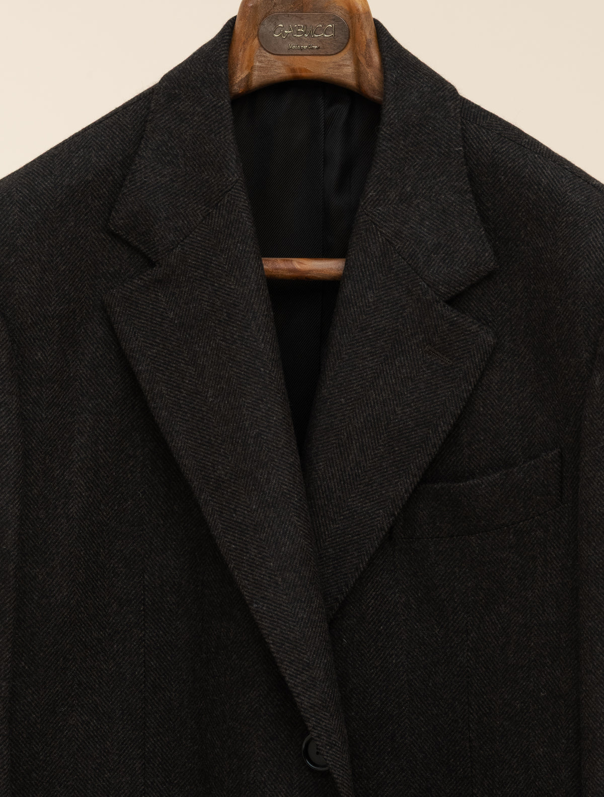 Woll-Kaschmir-Fischgrätmantel, Dunkelbraun