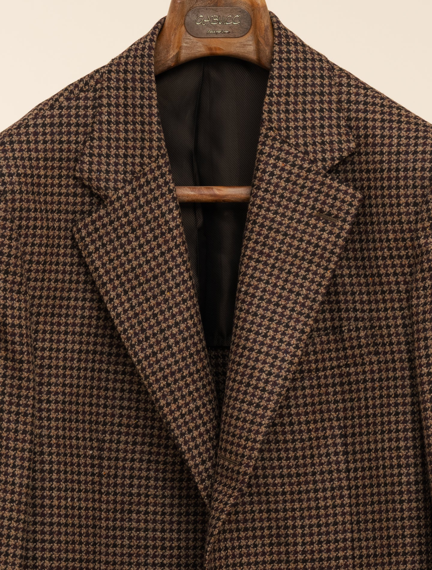 Single Breasted Houndthoot Jacket Brown