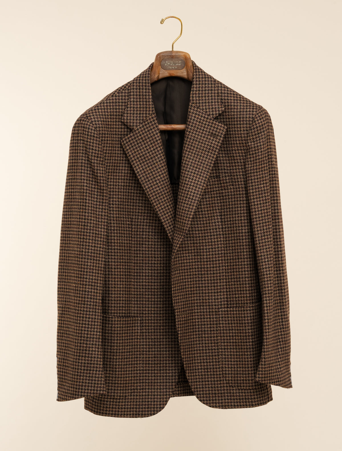 Single Breasted Houndthoot Jacket Brown