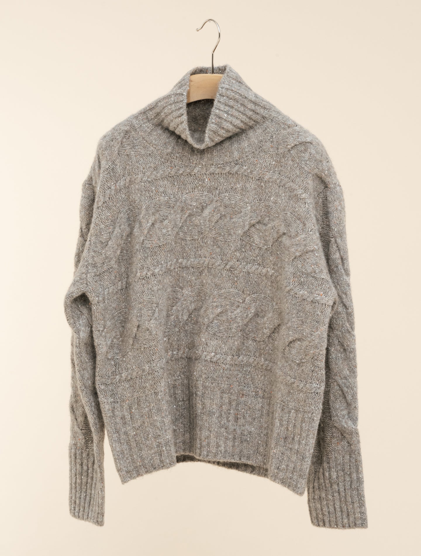 Pattern Knit Alpaca Mix Rollneck Greige