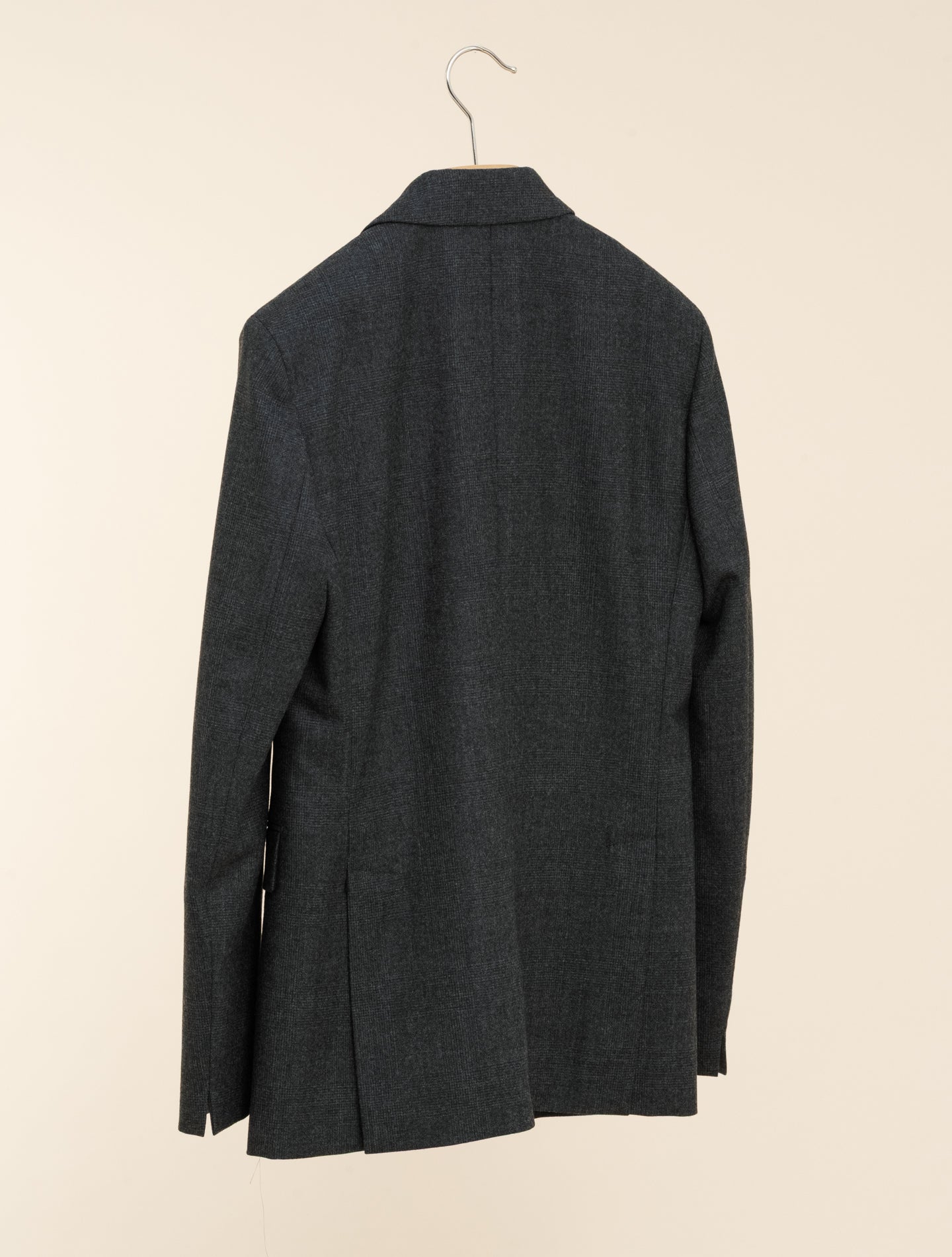 Single Breasted Wool Cashmere Glencheck Jacket Grey