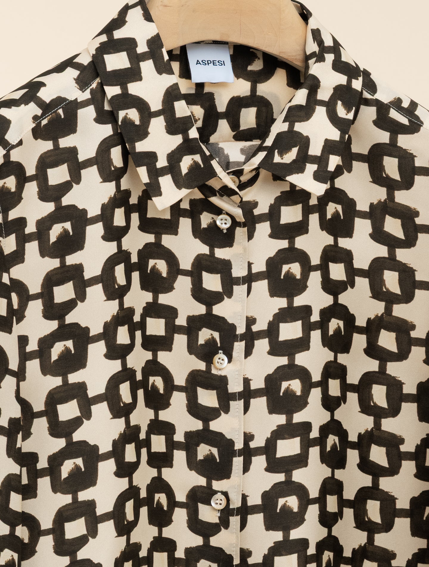Printed Viscose Silk Twill Shirt Military
