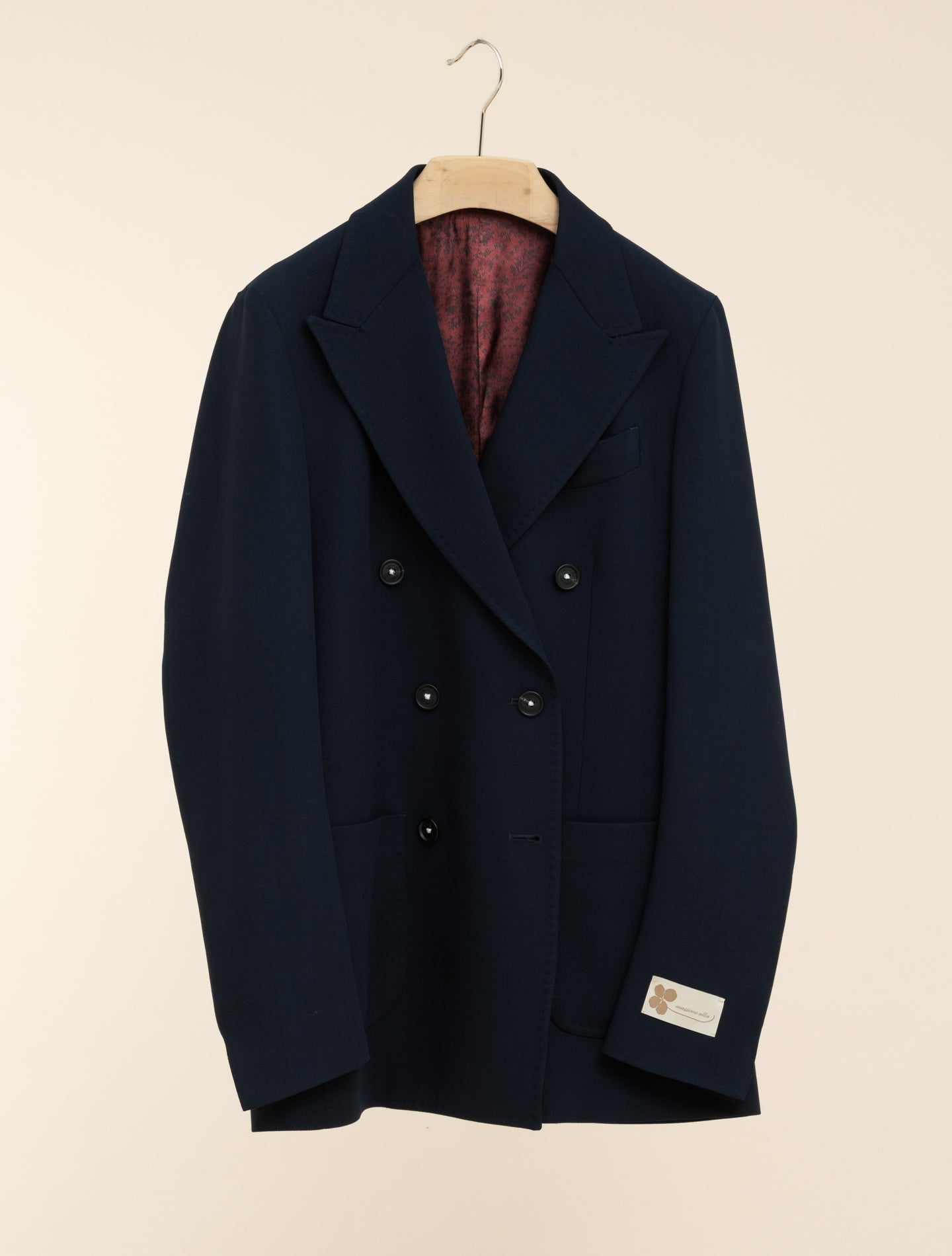 Double Breasted Wool Crepe Jacket Navy