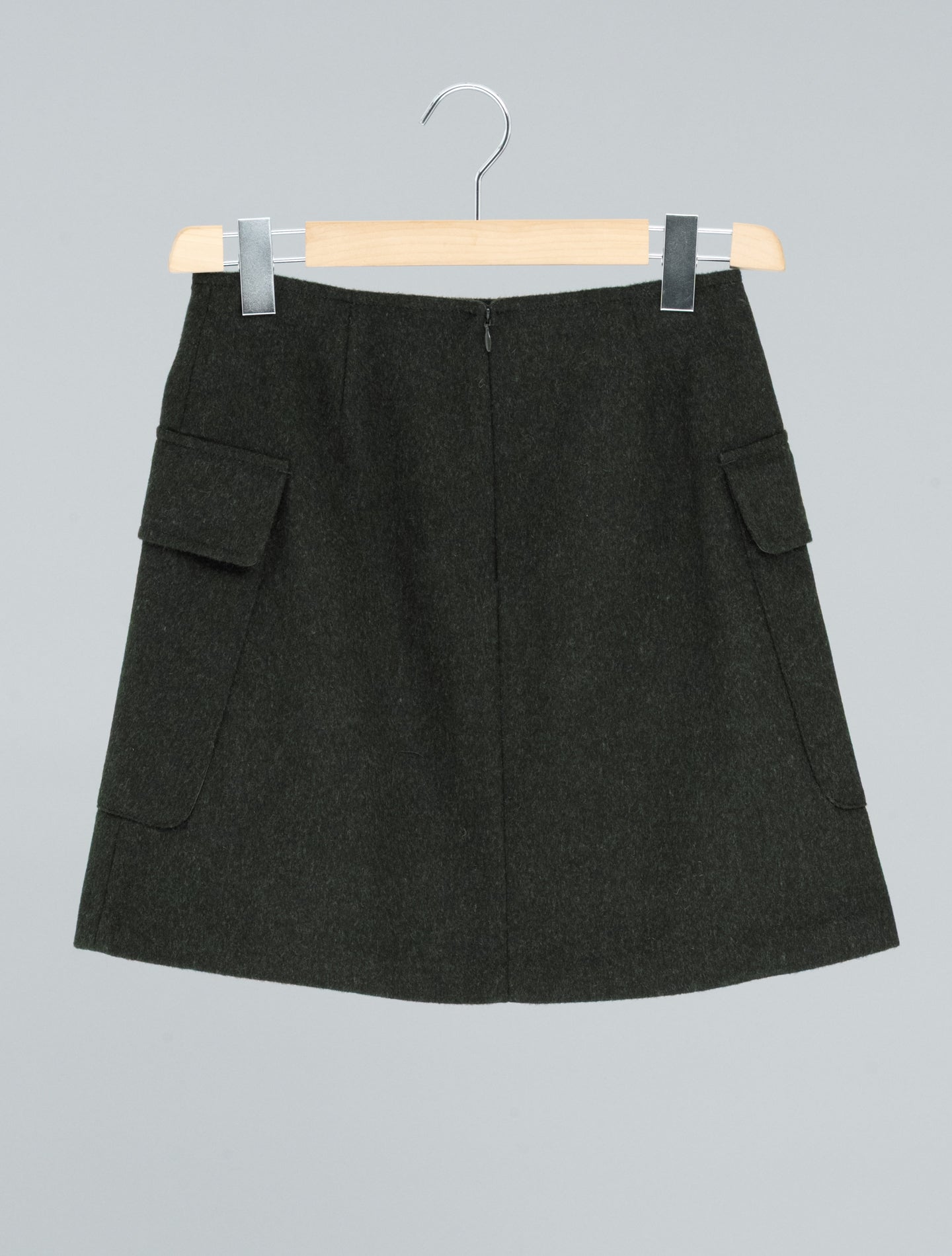 Short Wool Alpaca Skirt Military