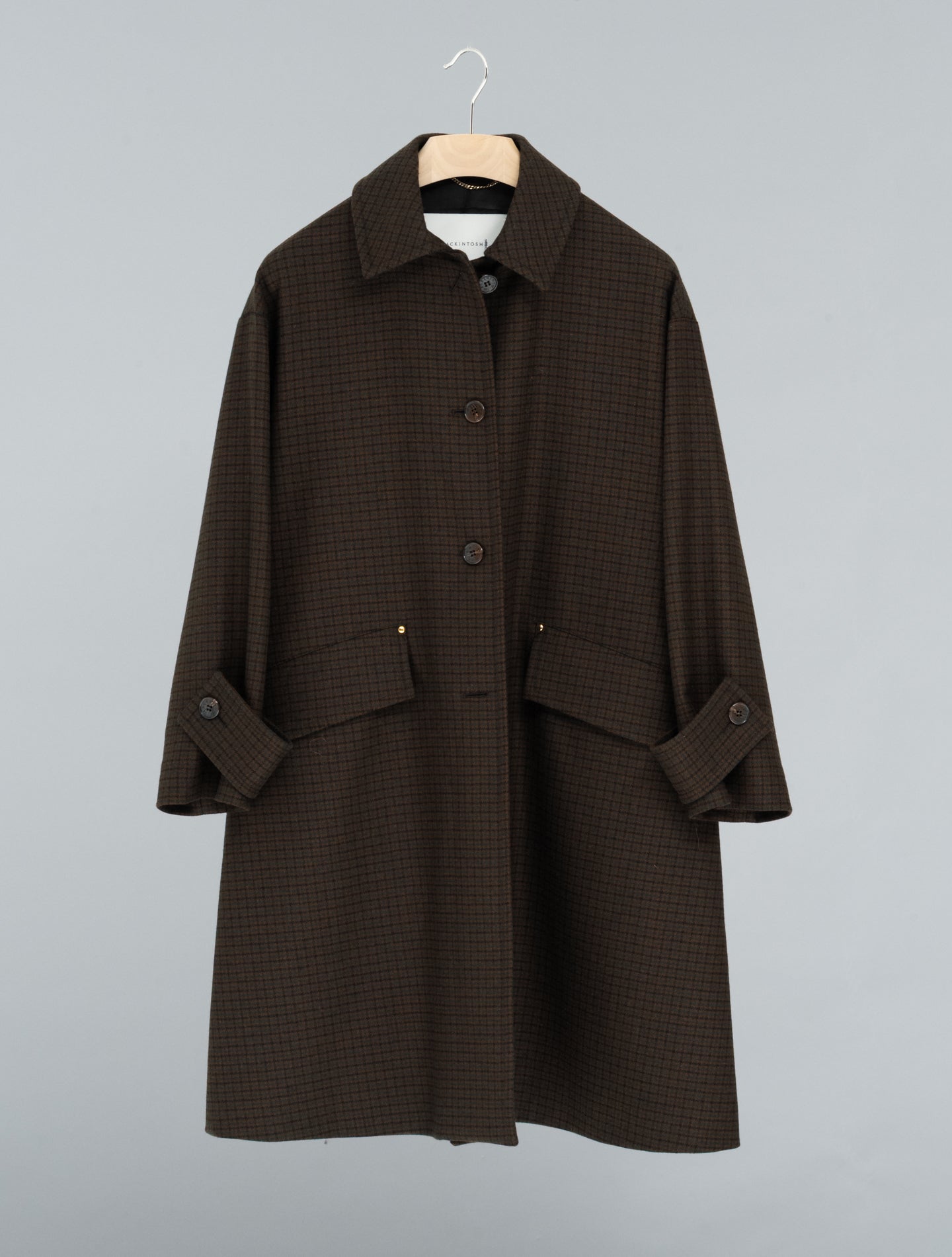 Humbie Houndtooth Wool Coat Brown