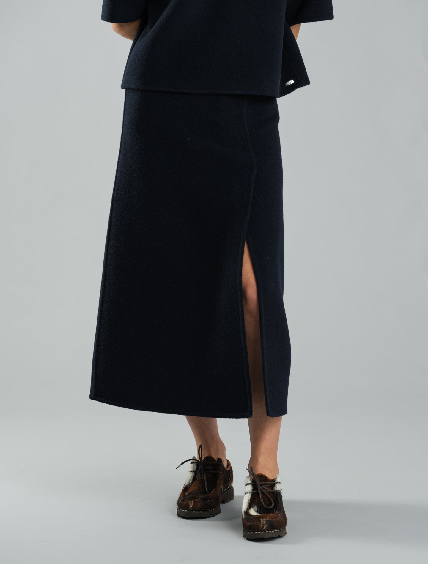 Wool Cashmere Skirt Navy