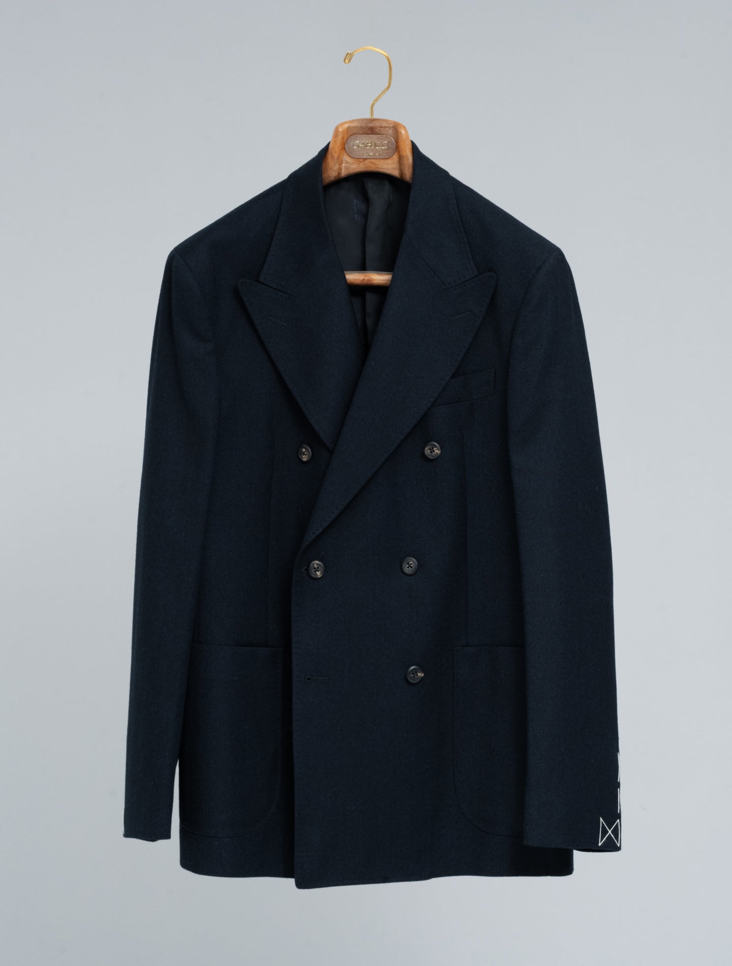 Double Breasted Flannel Wool Suit Navy