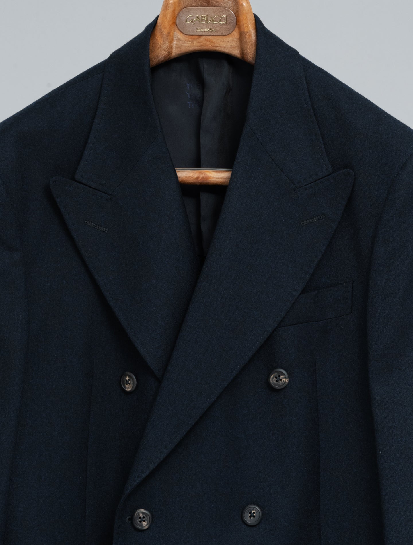 Double Breasted Flannel Wool Suit Navy
