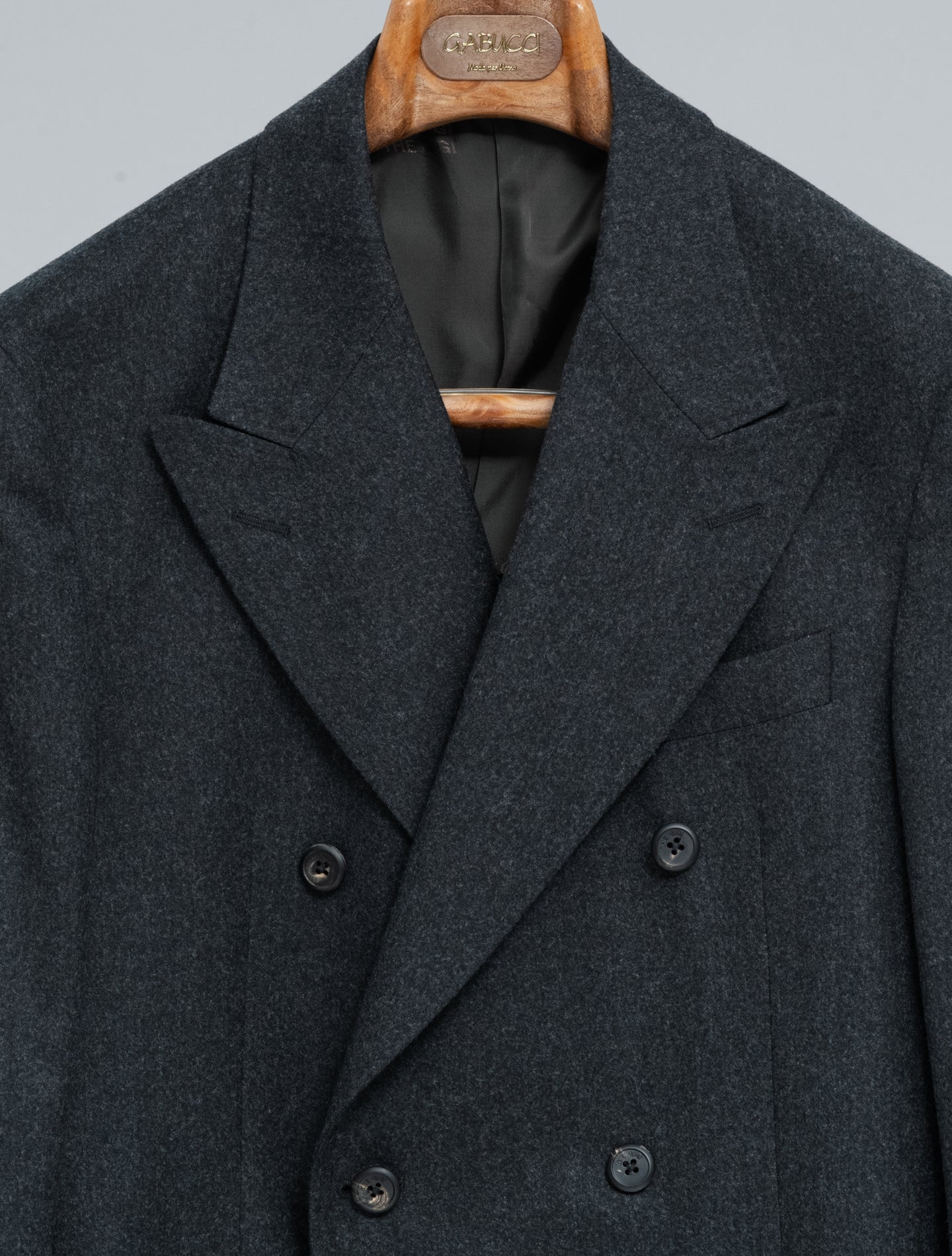 Double Breasted Flannel Wool Suit Brown