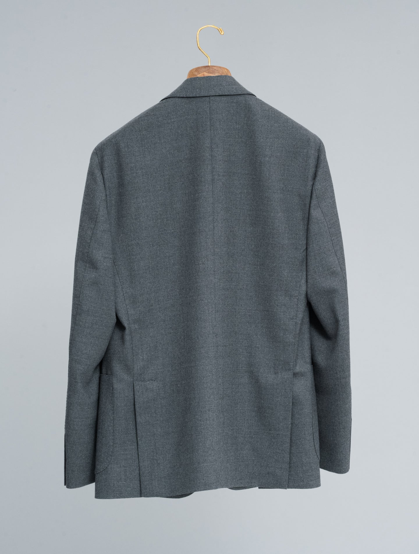Single Breasted Wool Flannel Suit Grey