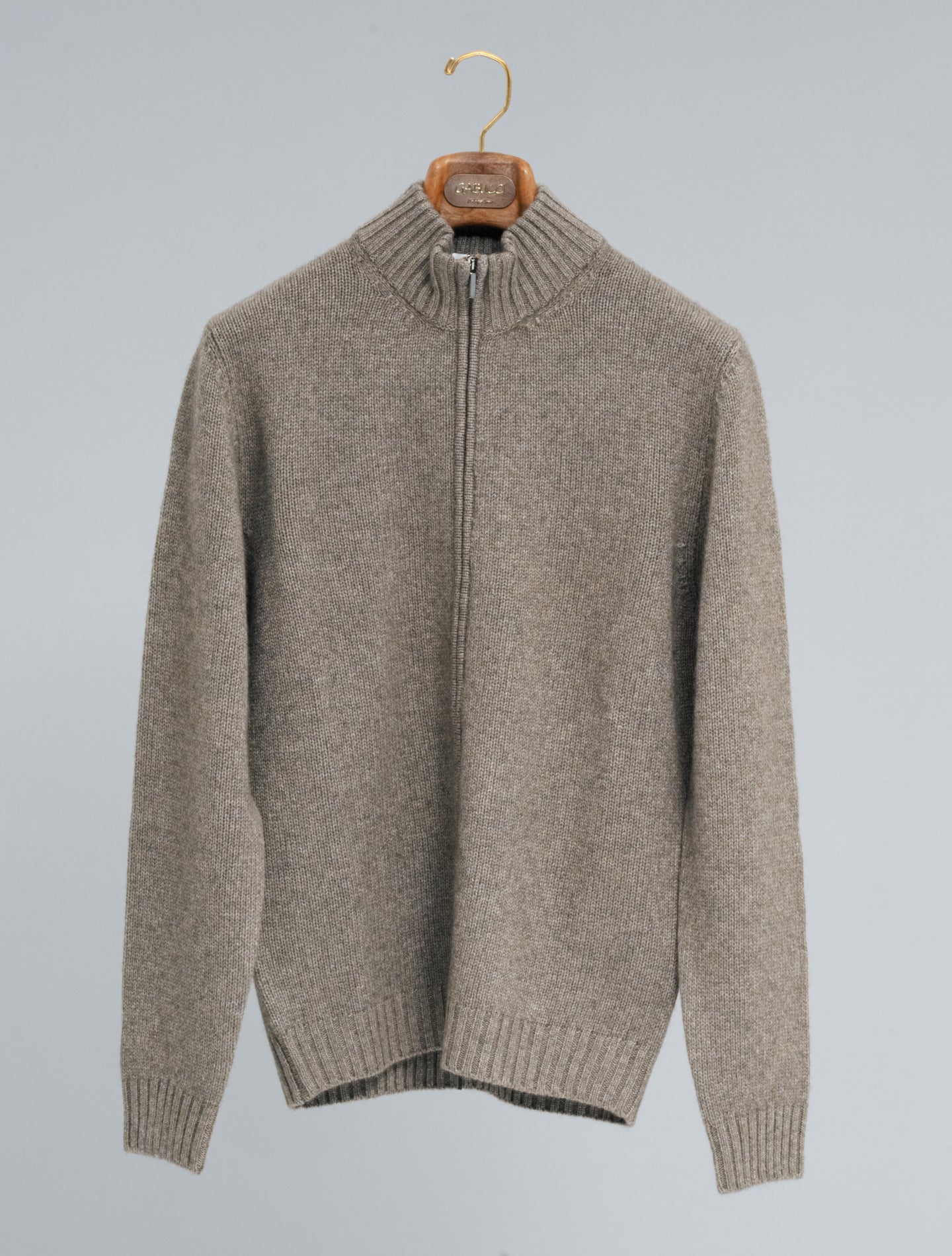 Wool Cashmere Full Zip Brown