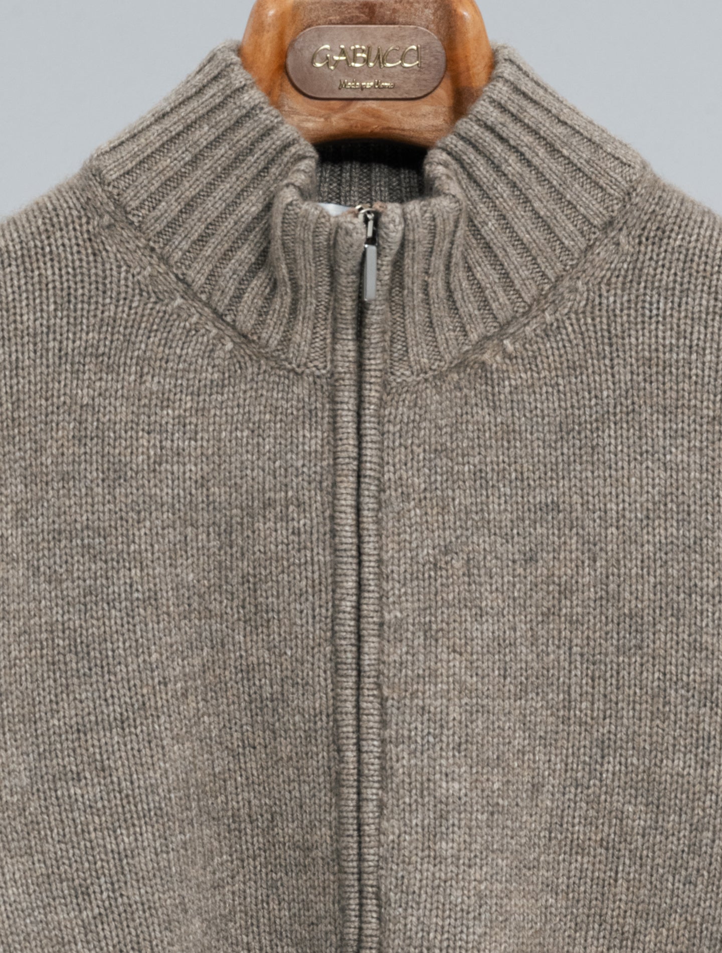 Wool Cashmere Full Zip Brown