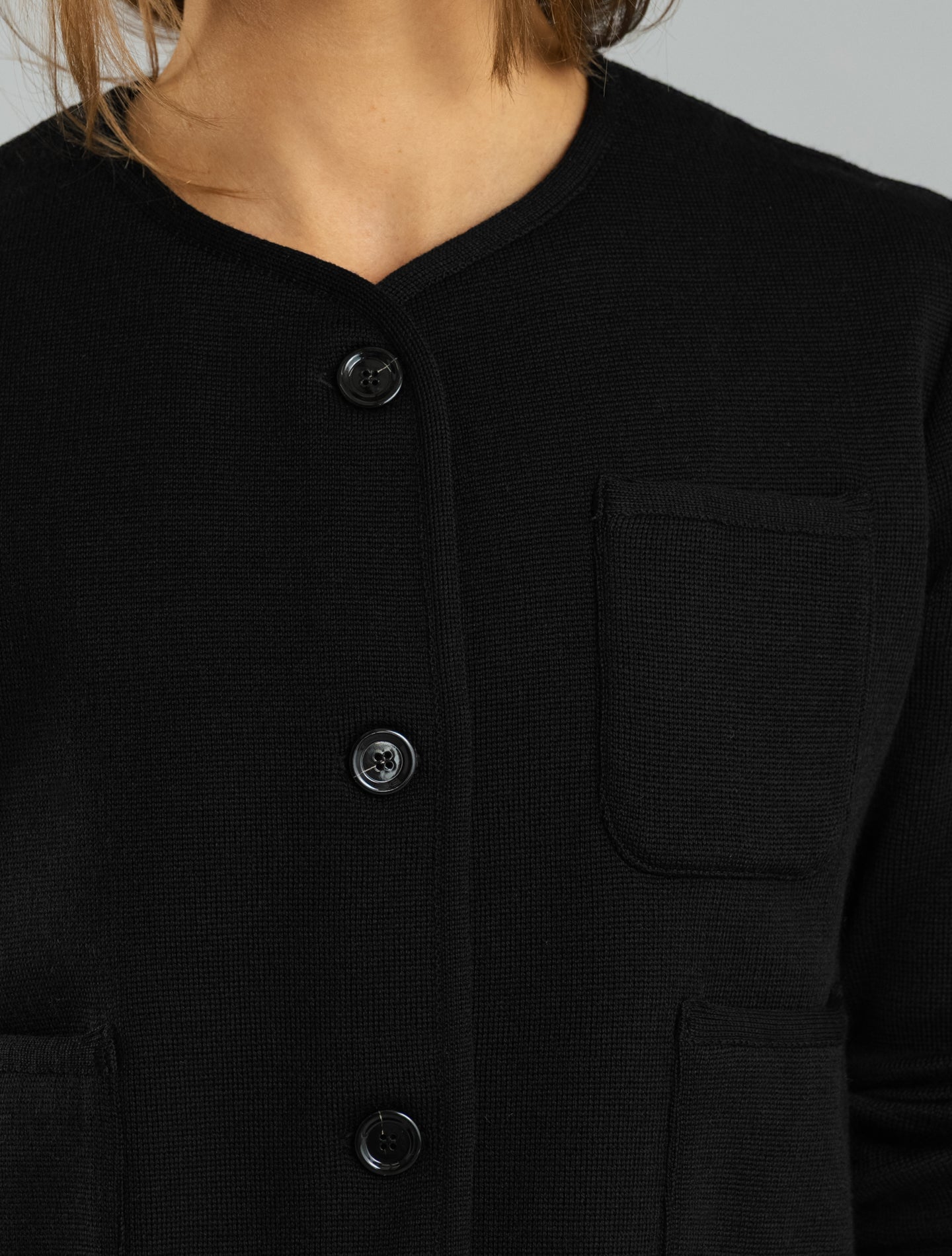 Knitted Short Wool Jacket Black