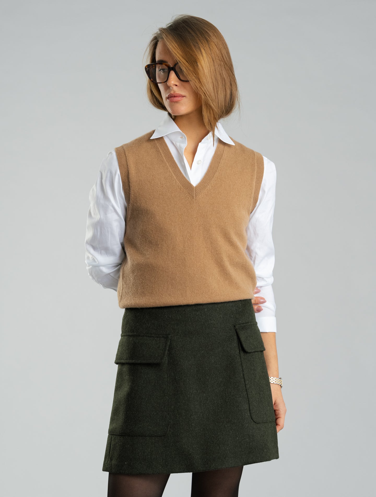 Cashmere Vest Top Camel