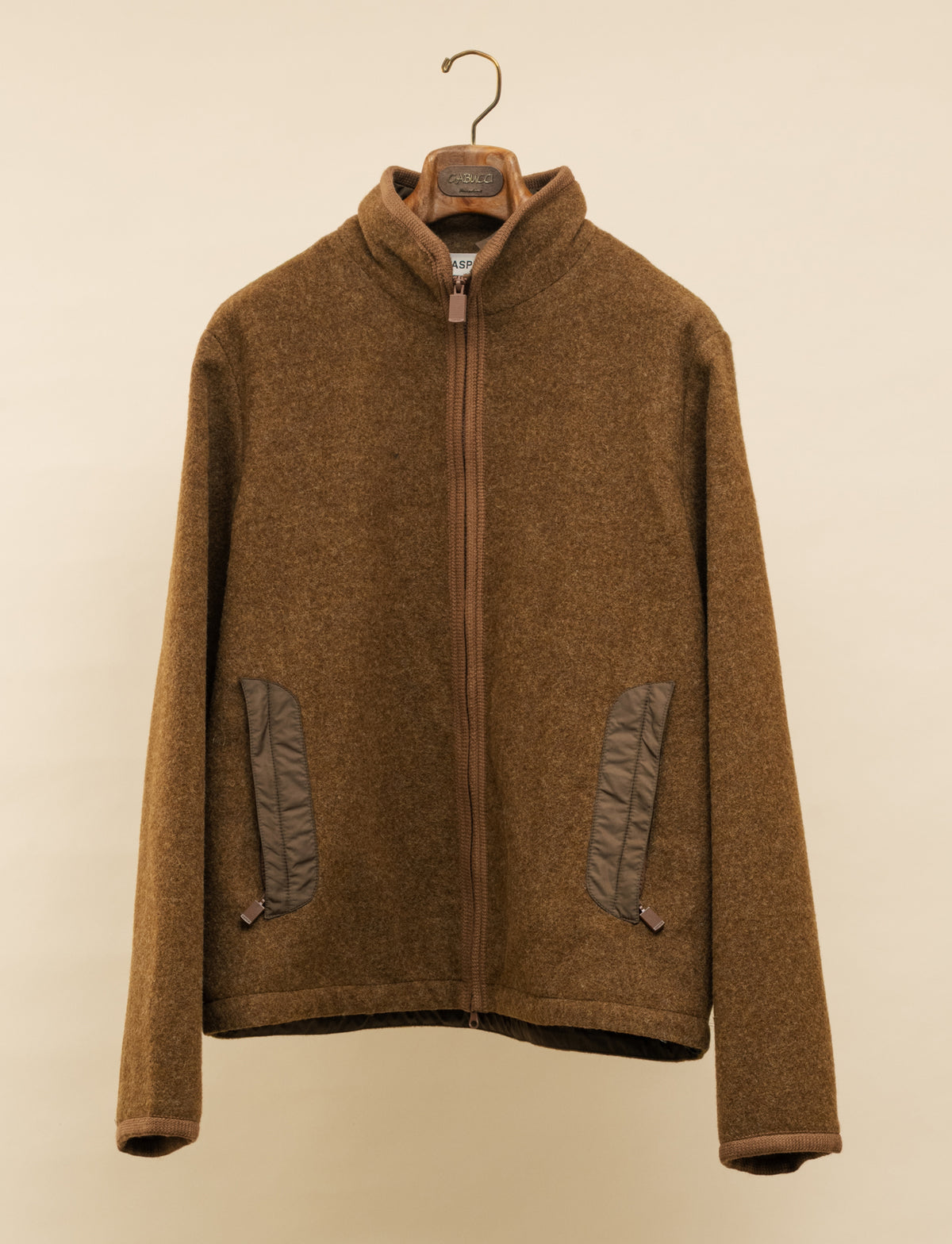 Werner Zip-Hoodie aus gebürsteter Shetlandwolle Tabakbraun