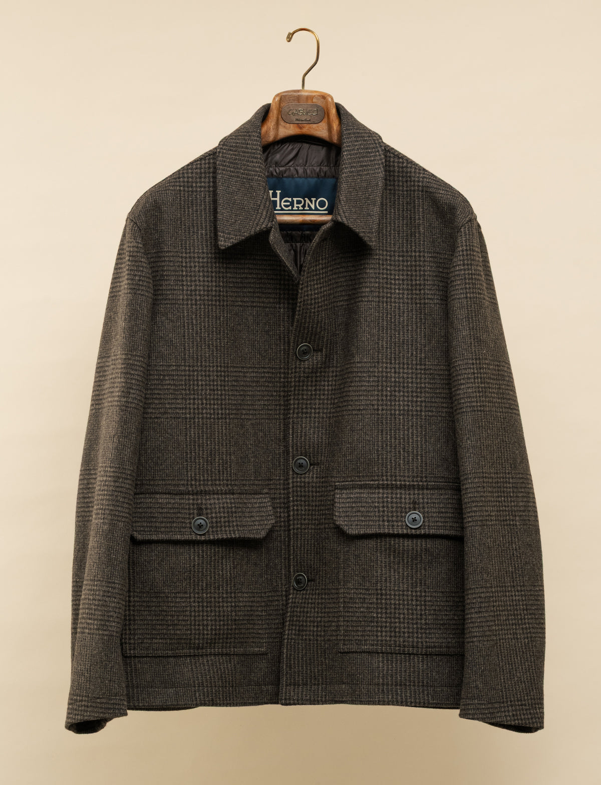 Gesteppte Glencheck-Jacke Braun